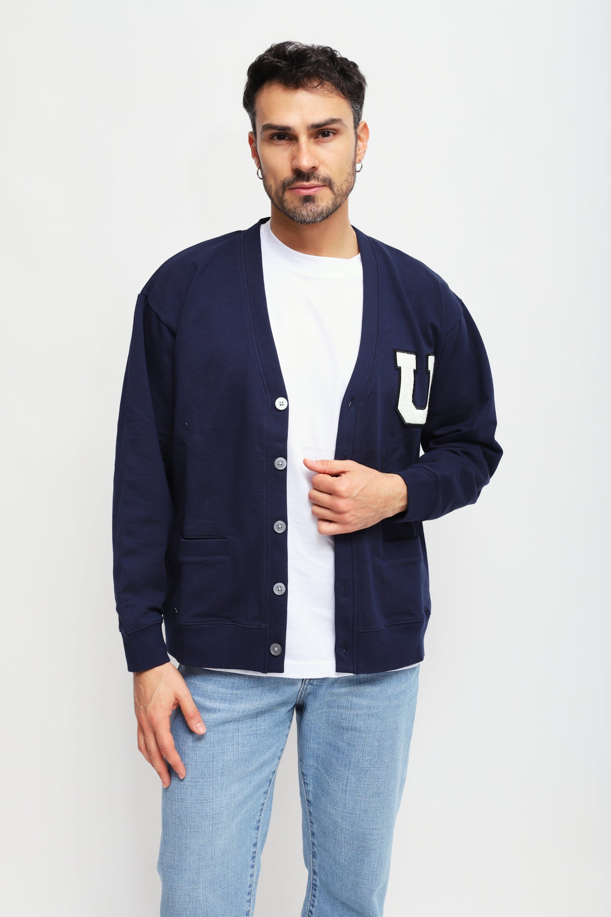 Cardigan con Logo Blu