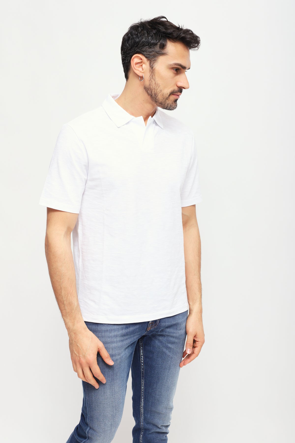 Polo senza bottoni Bianco