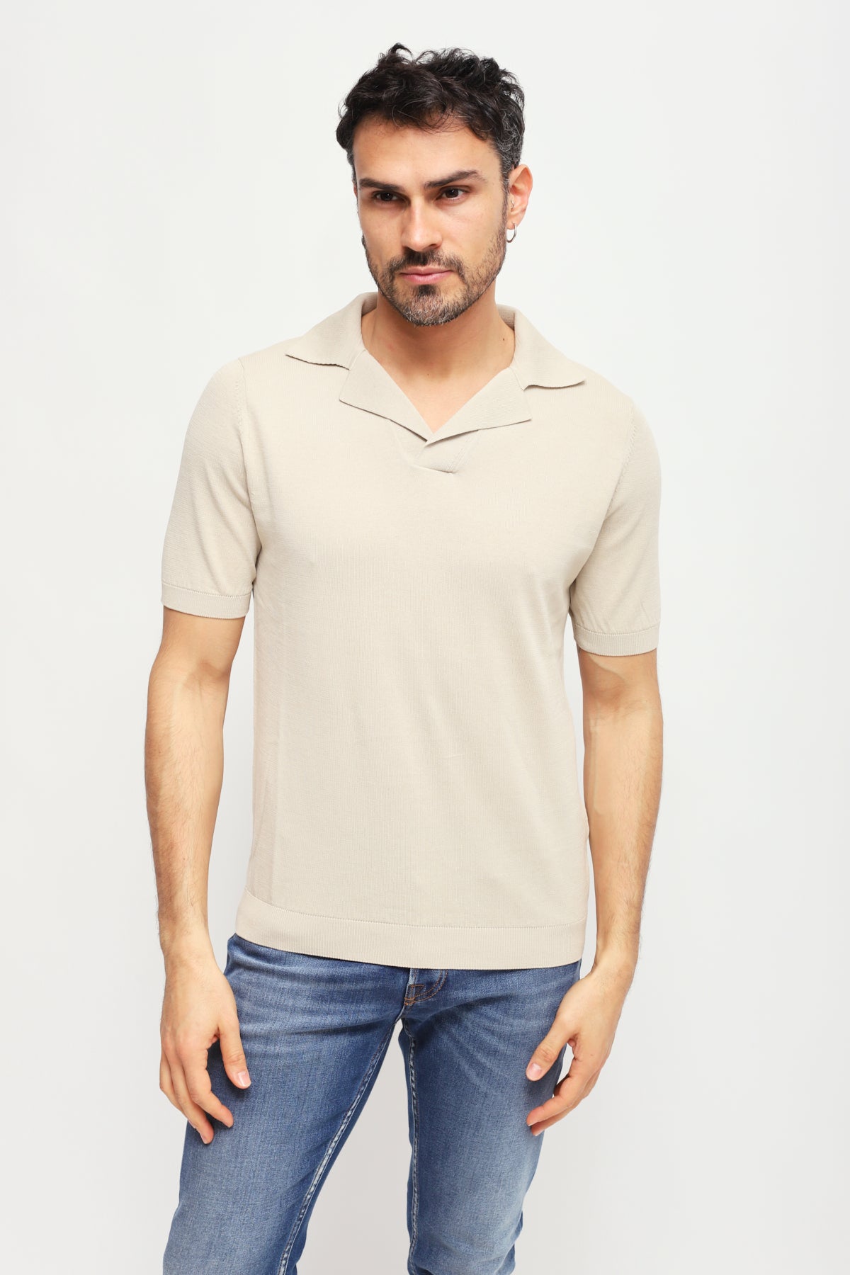 Polo senza bottoni Beige