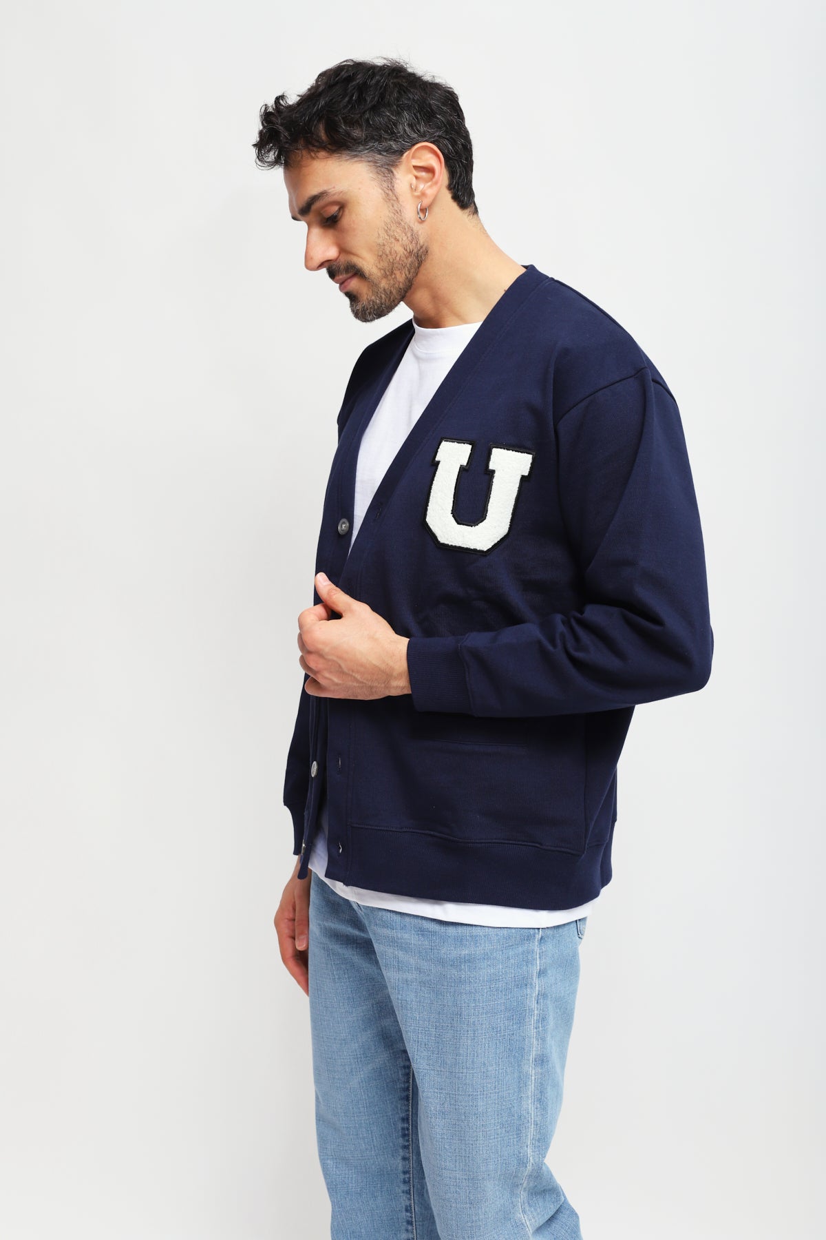 Cardigan con Logo Blu