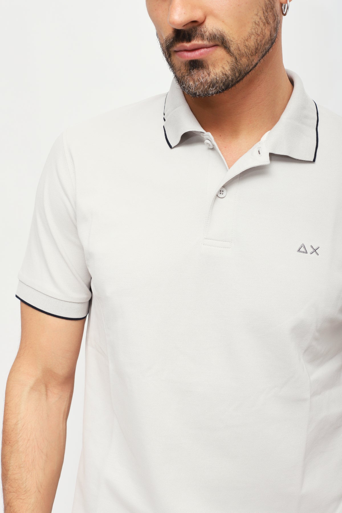 Polo con Ricamo Grigio Chiaro