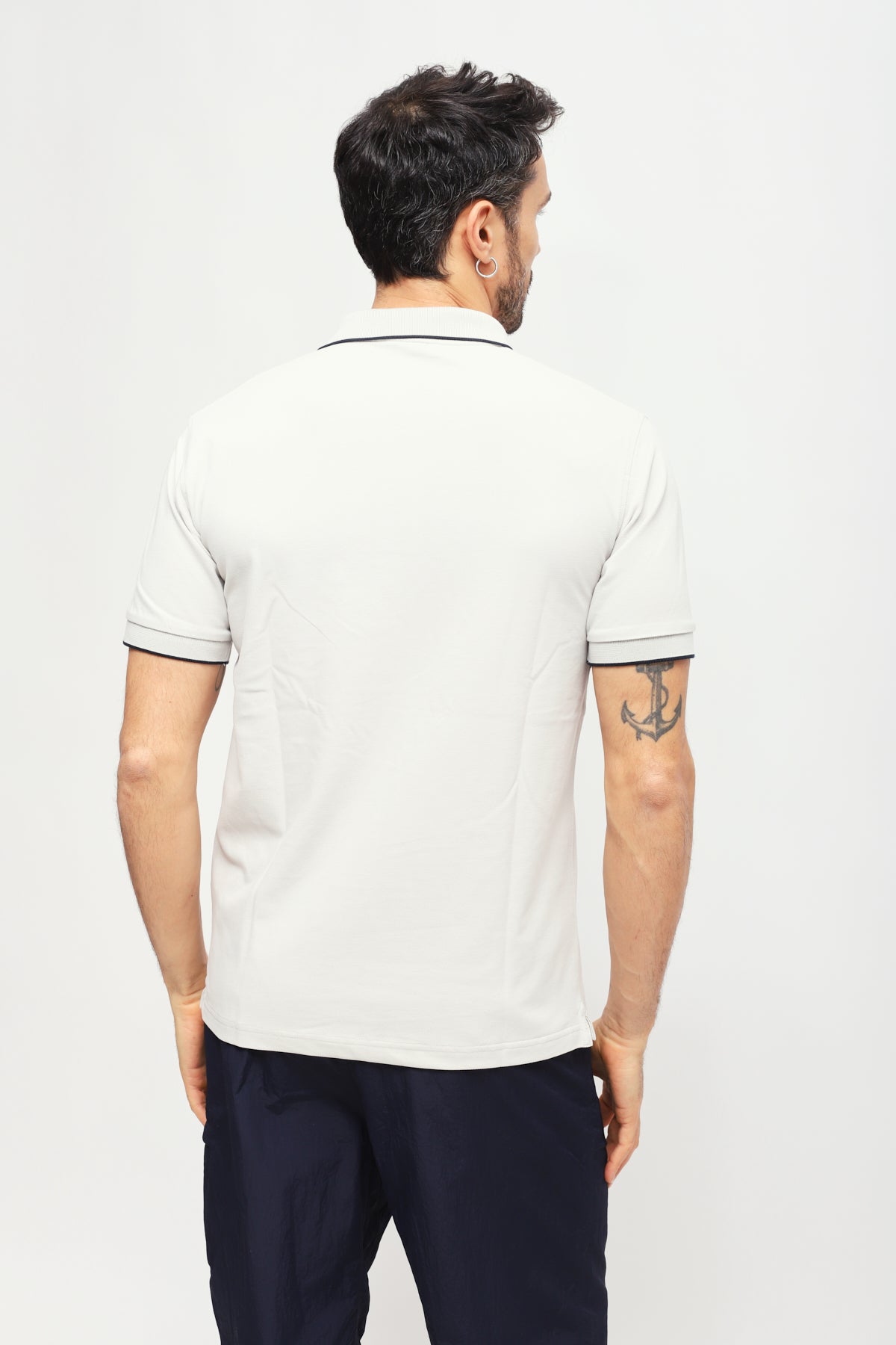 Polo con Ricamo Grigio Chiaro