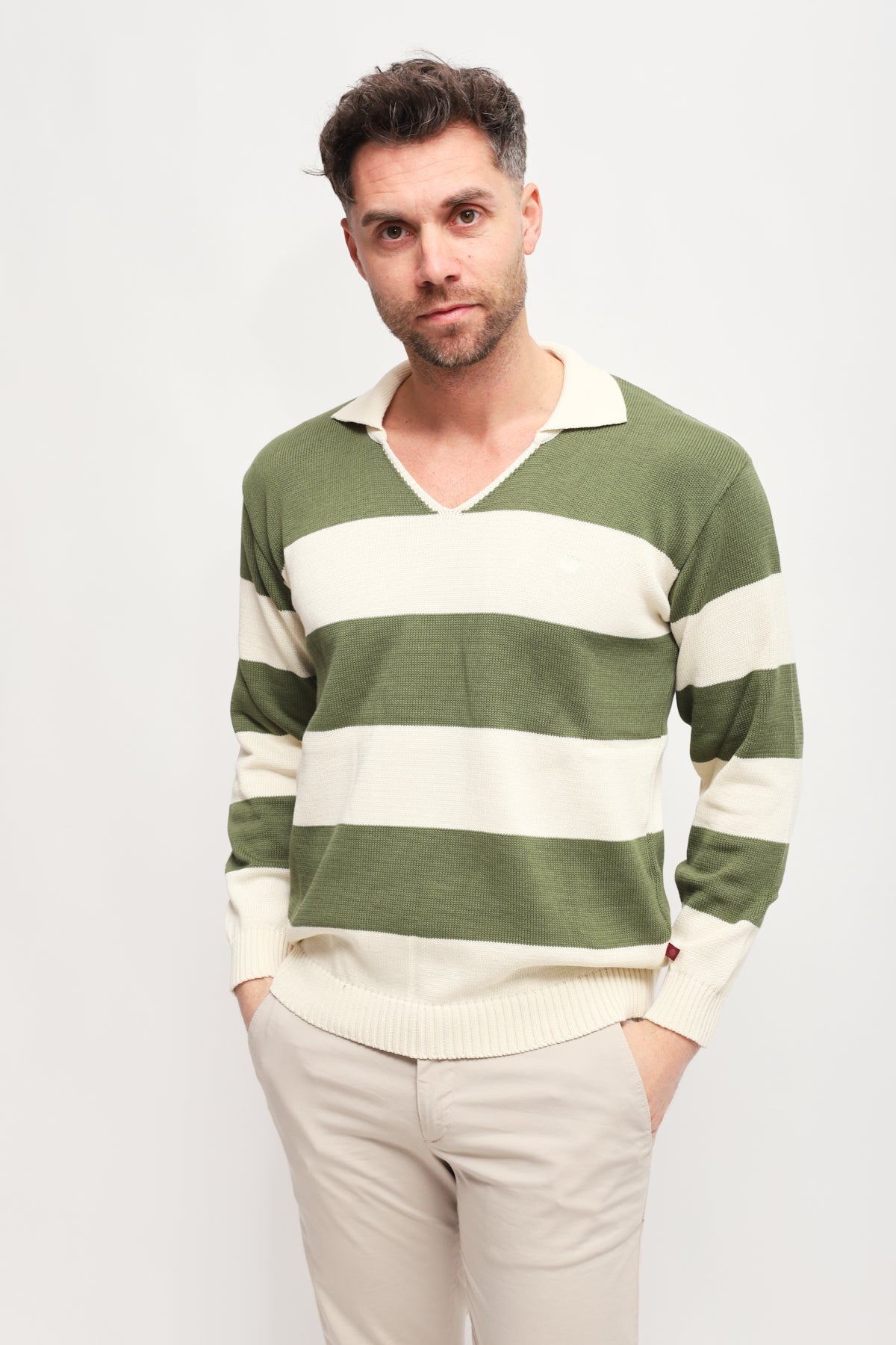 Polo a righe Verde/Bianco