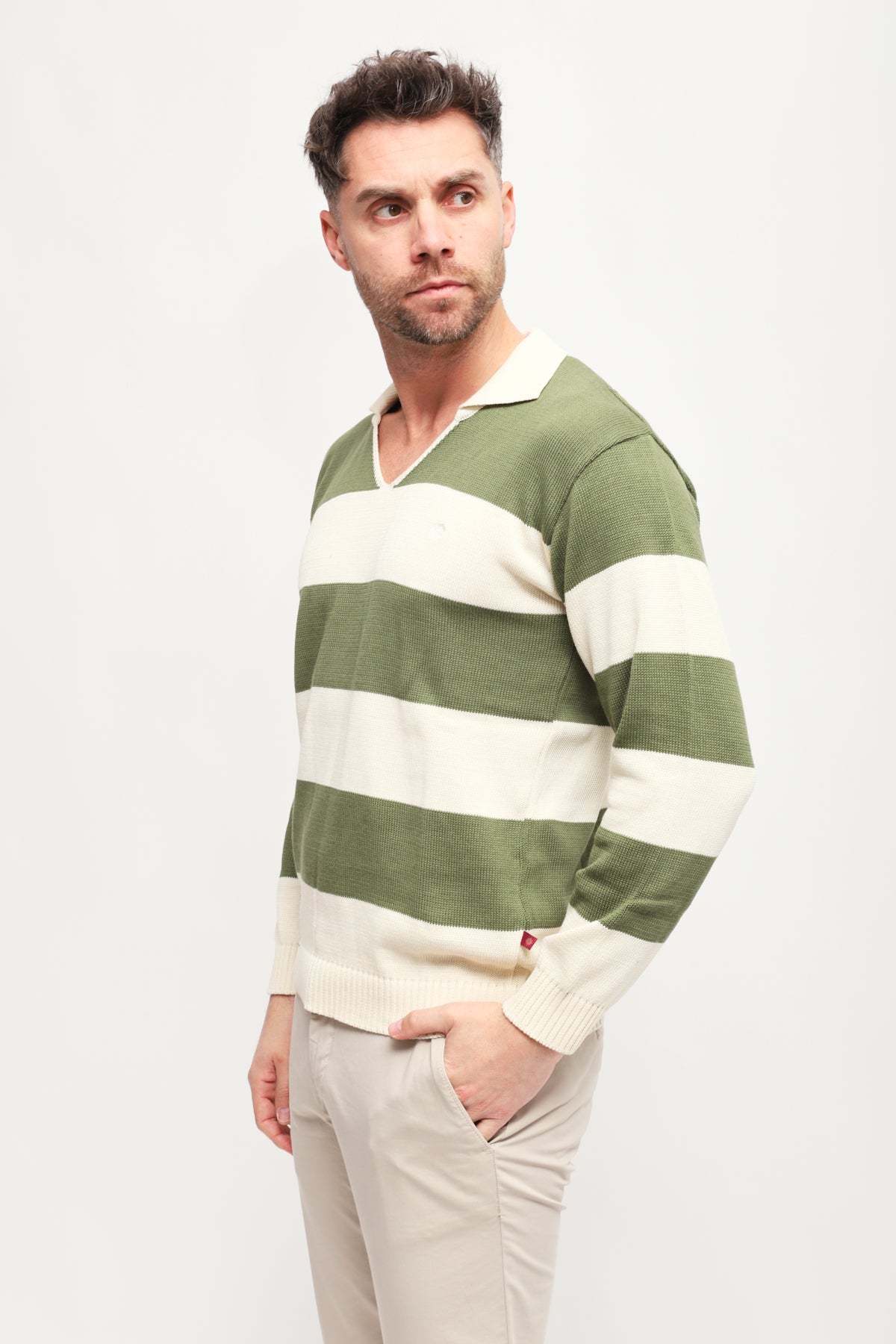 Polo a righe Verde/Bianco