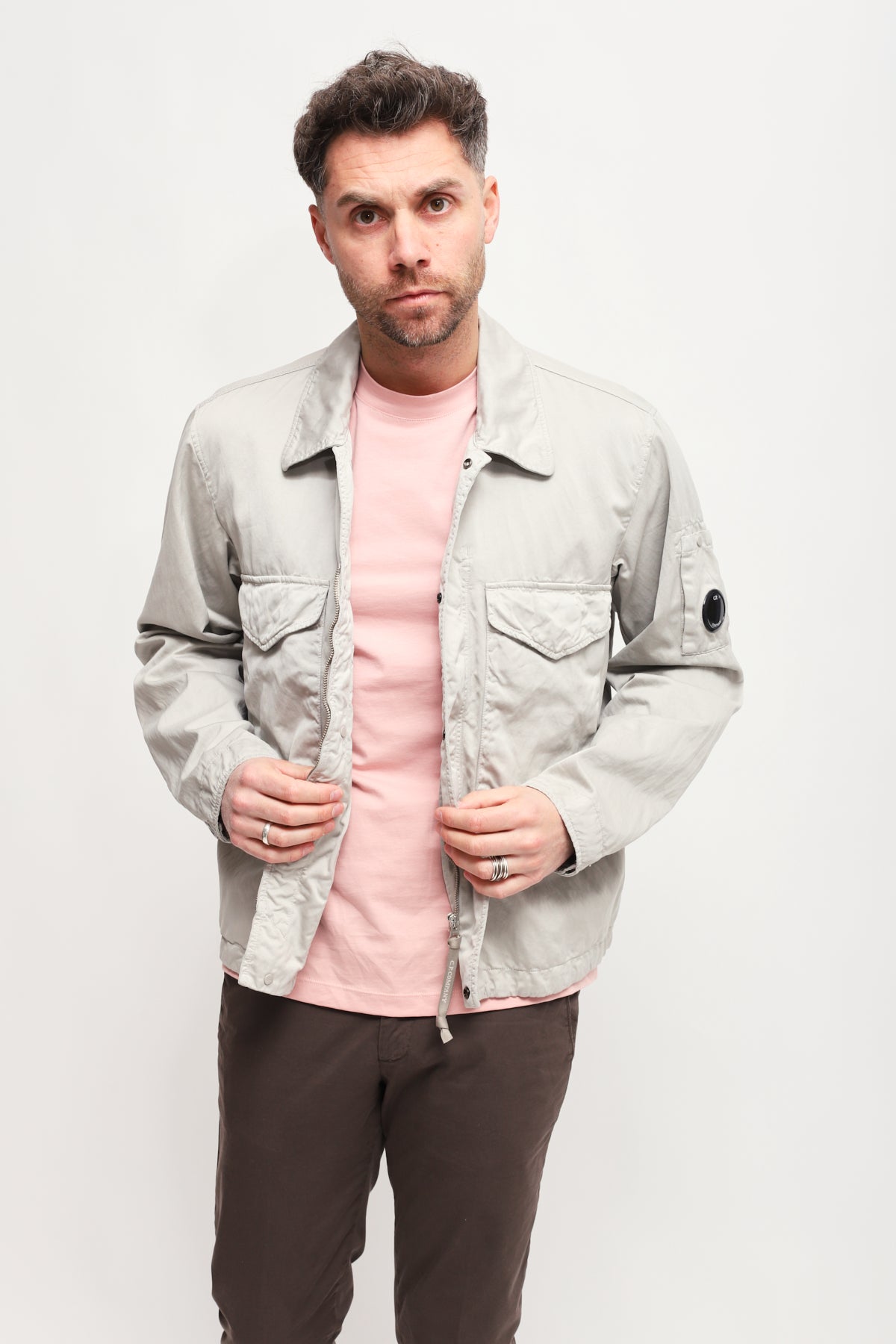 Giacca Camicia Grigio Chiaro