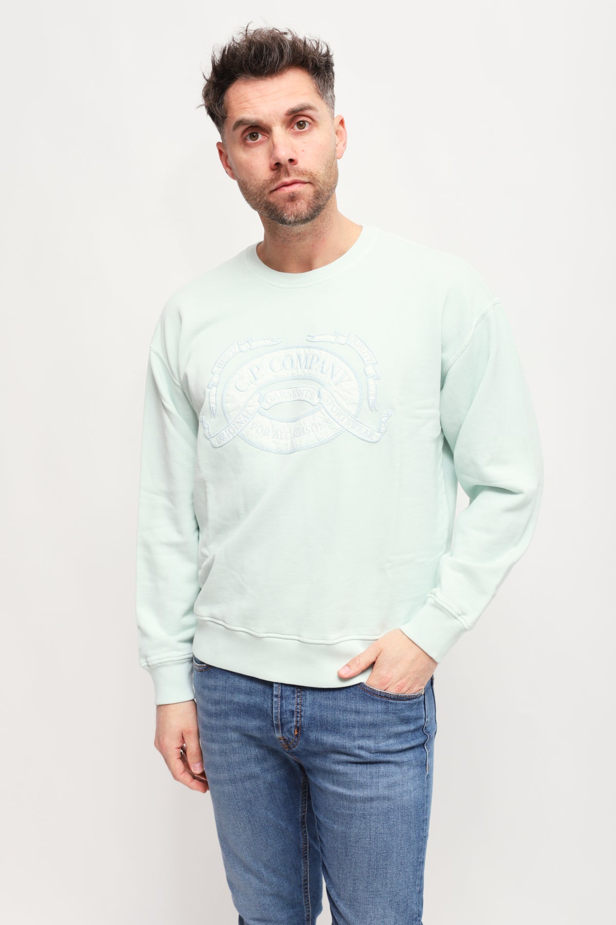 Felpa ricamata Boxy Turchese