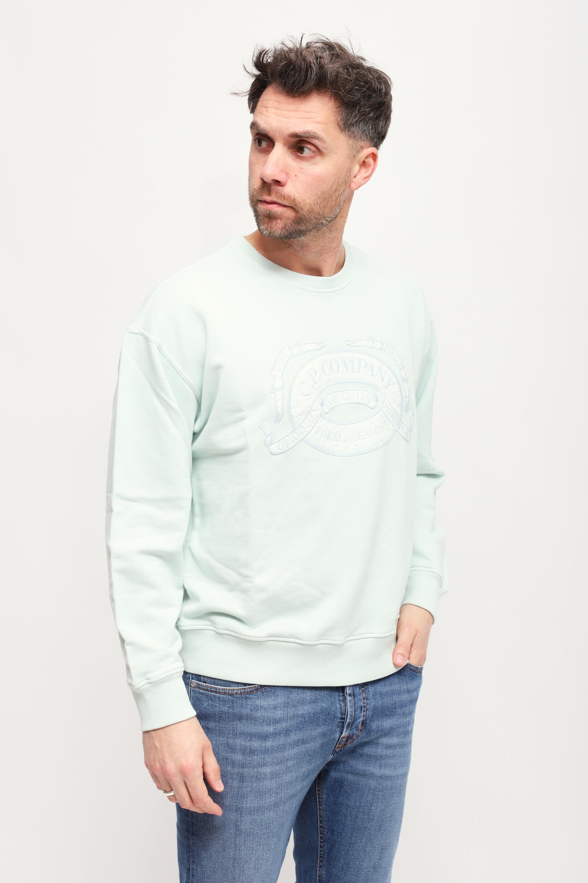 Felpa ricamata Boxy Turchese