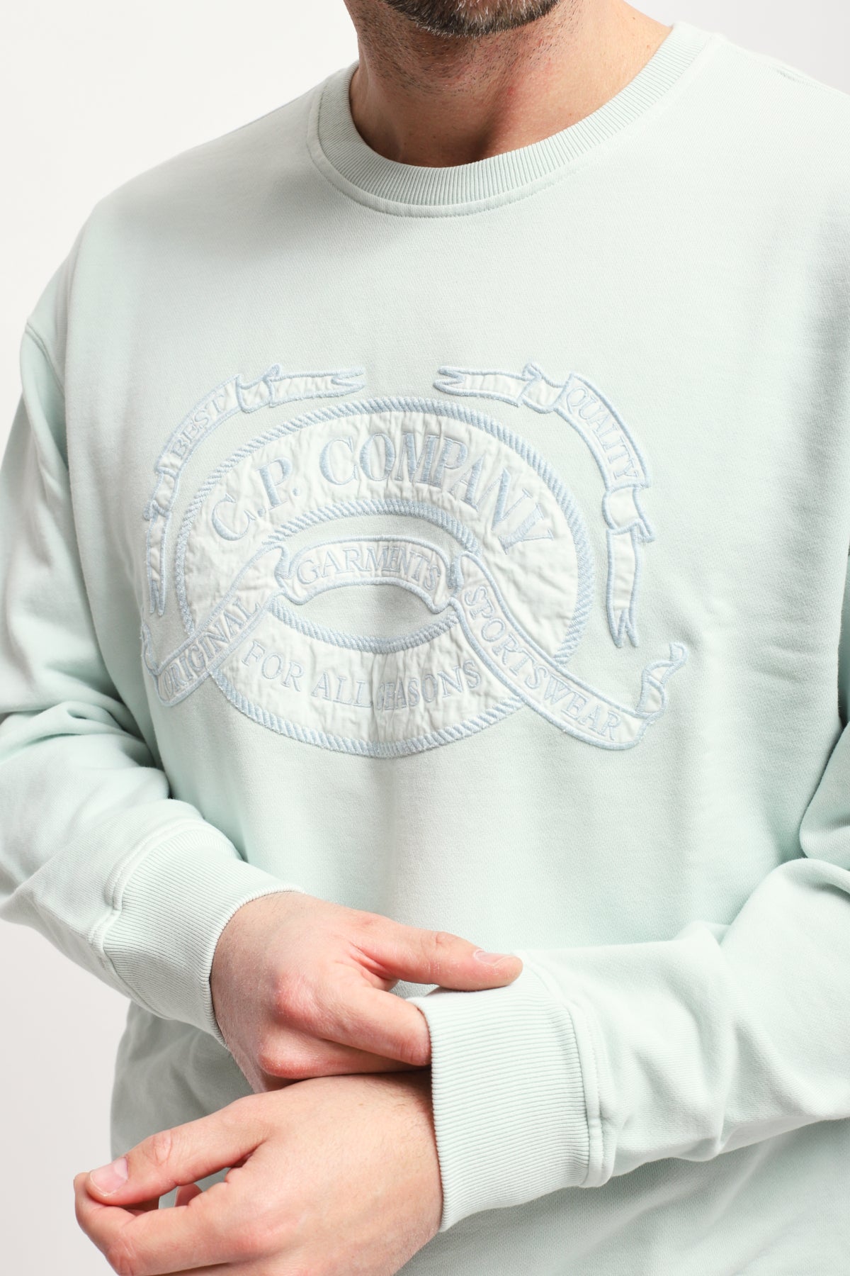 Felpa ricamata Boxy Turchese