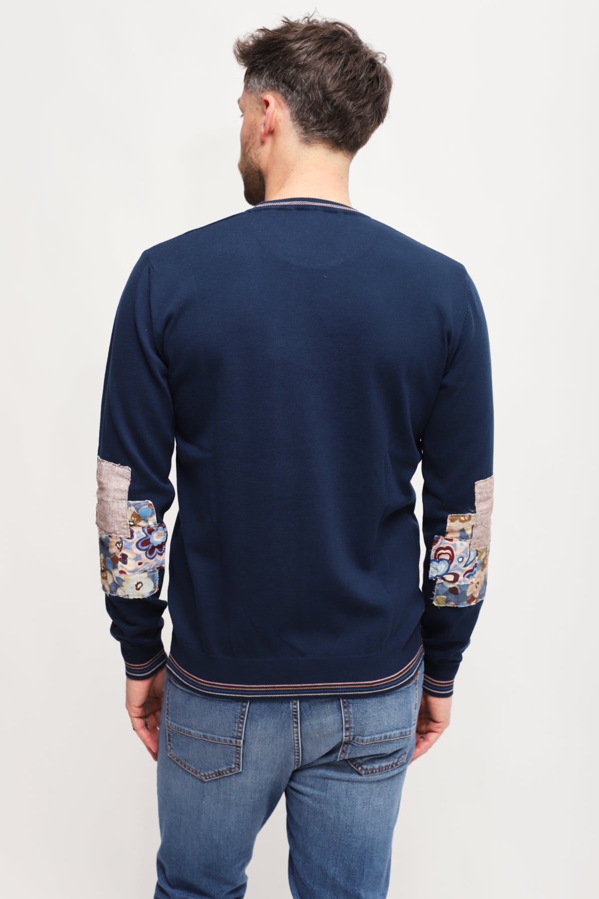 Girocollo con patch Blu