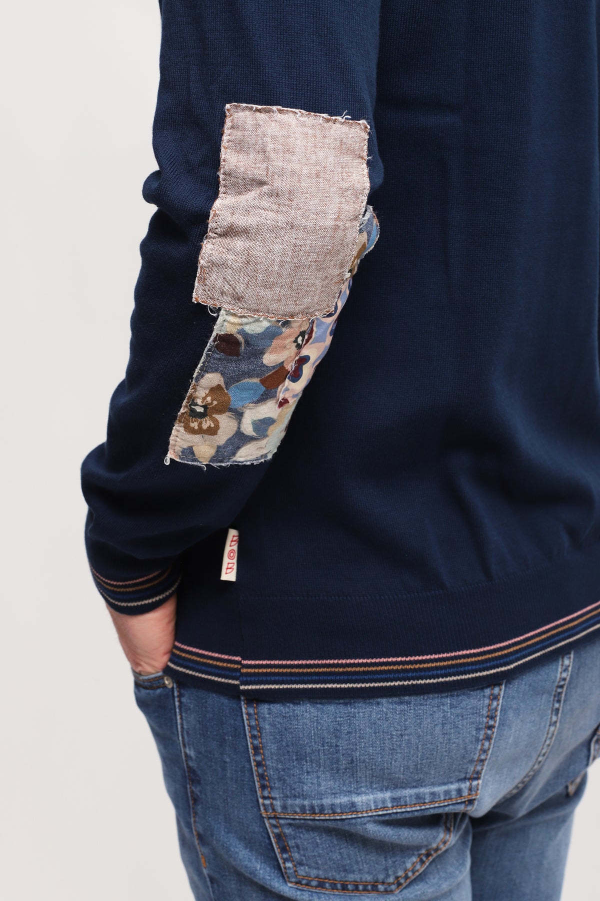 Girocollo con patch Blu