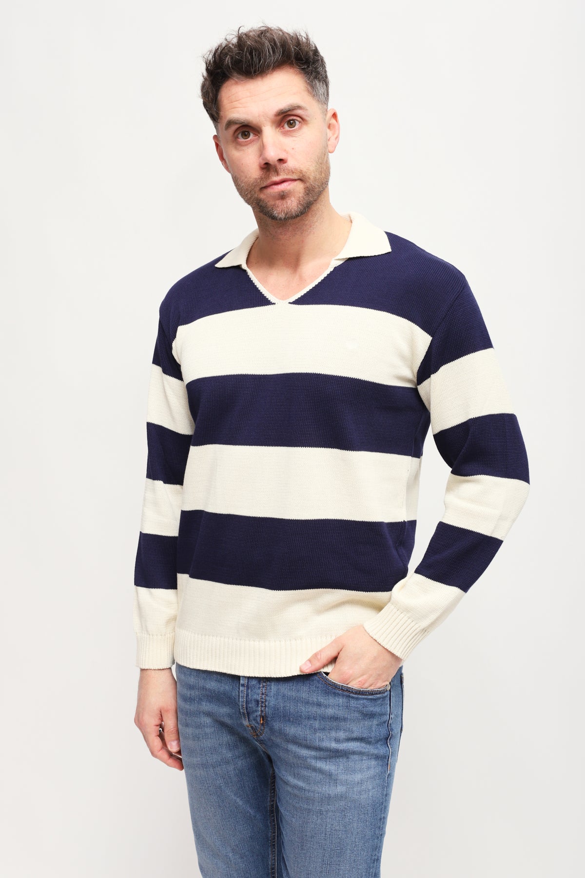 Polo a righe Blu/Bianco