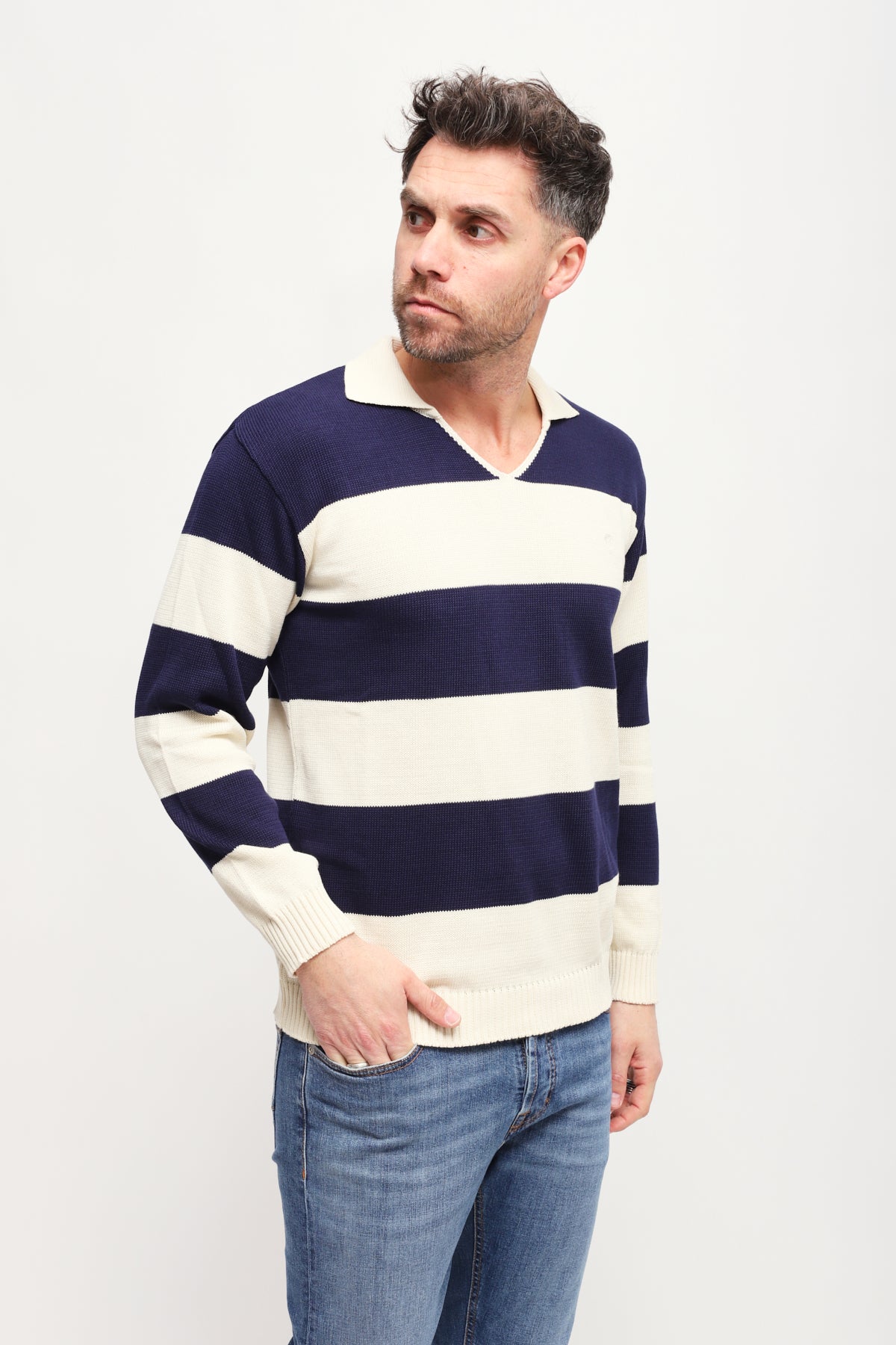 Polo a righe Blu/Bianco