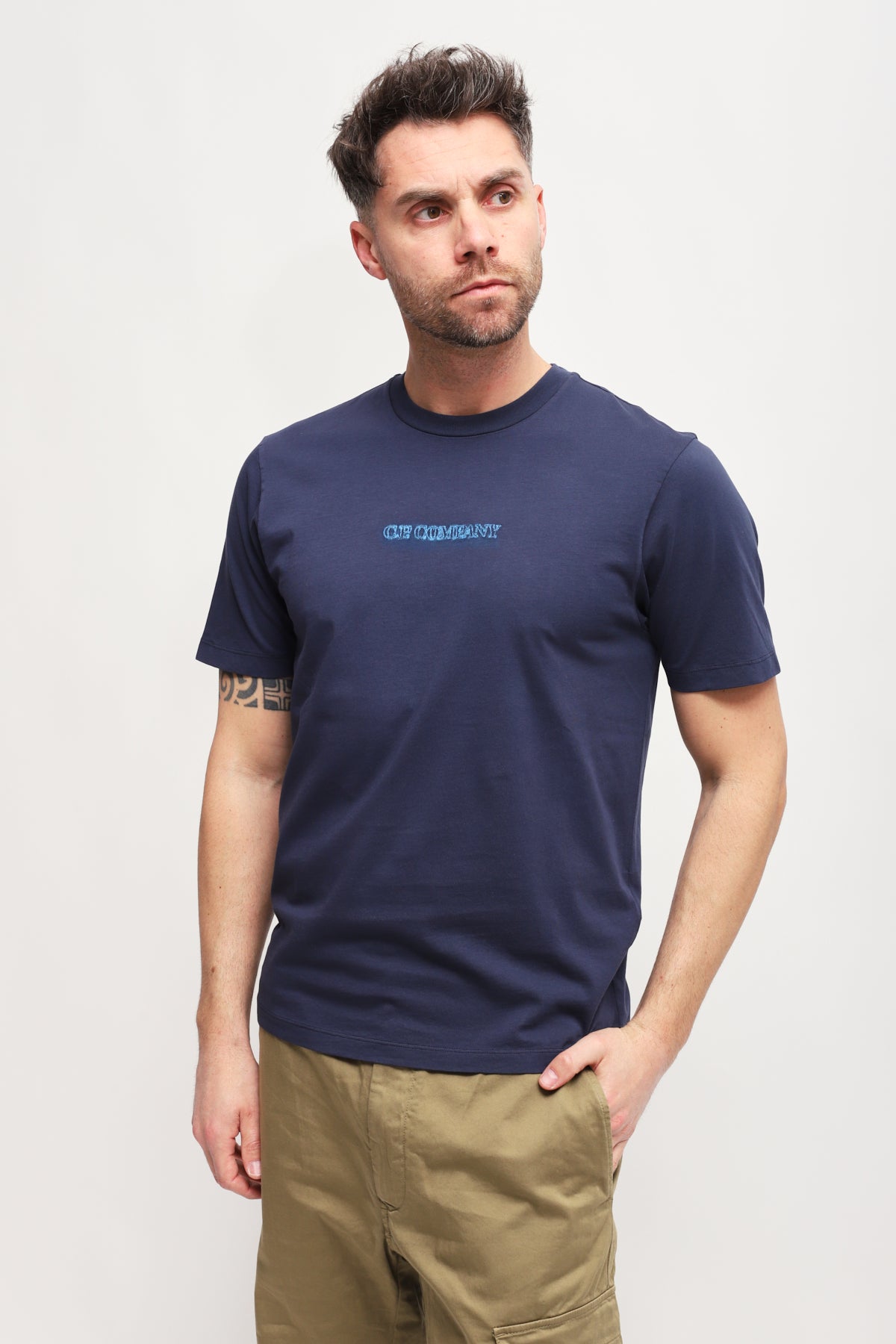 T-shirt con Logo Ricamato Blu