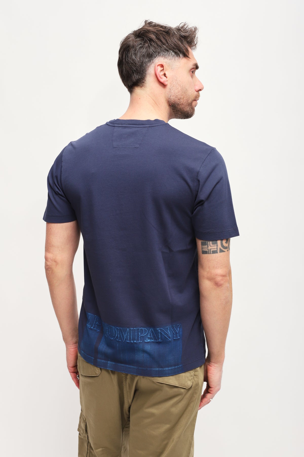 T-shirt con Logo Ricamato Blu