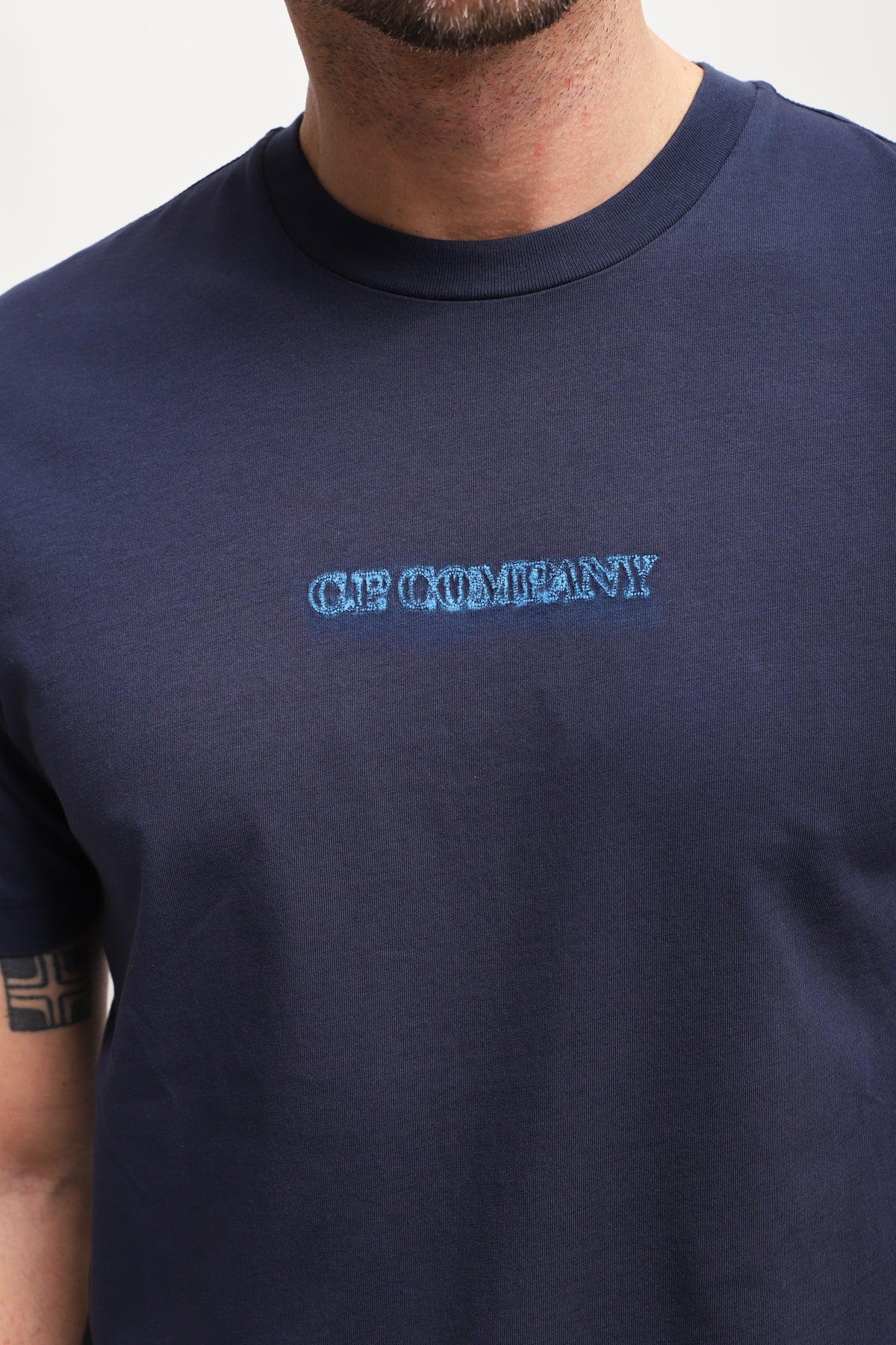 T-shirt con Logo Ricamato Blu