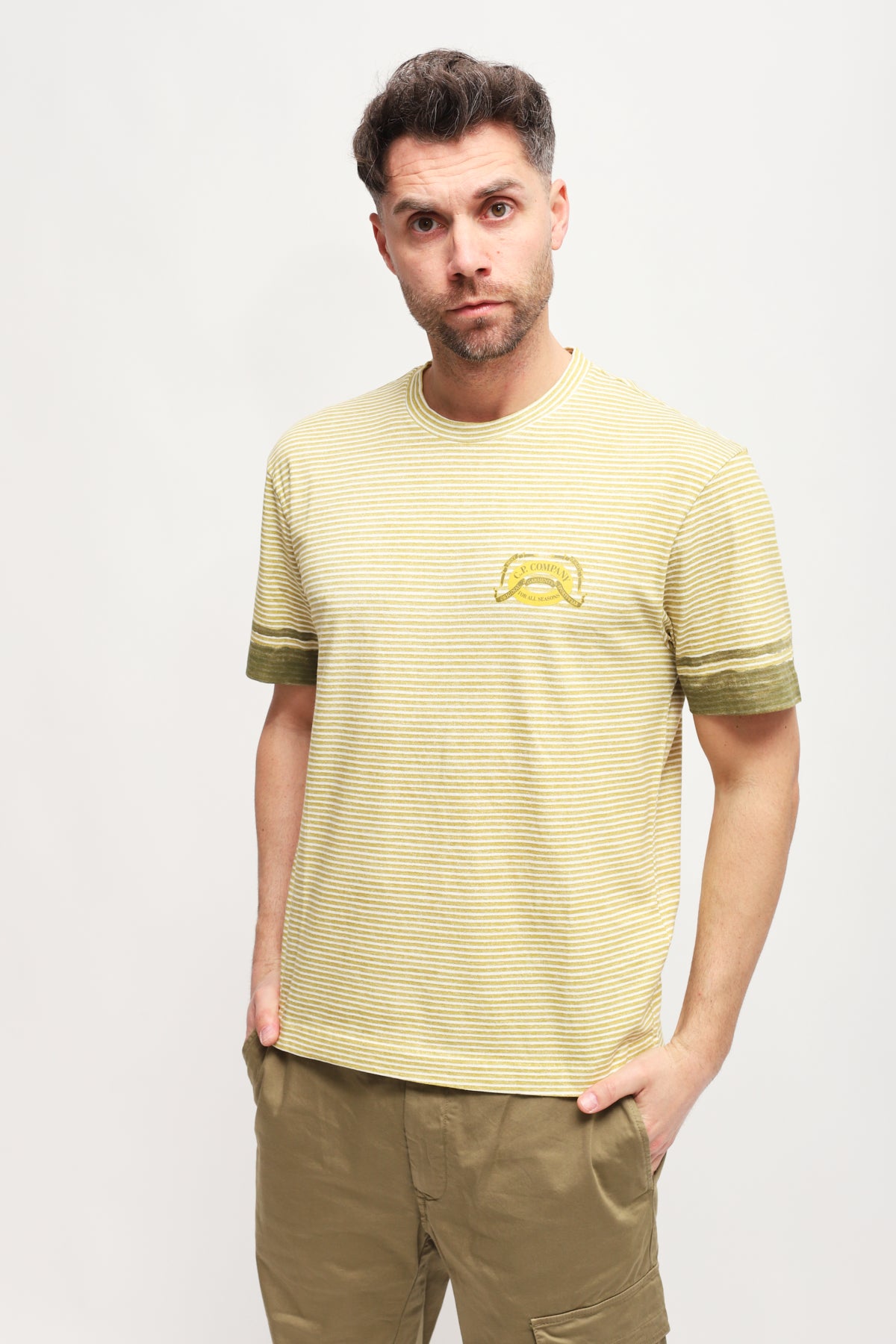 T-shirt a righe Jersey 20/1 Giallo