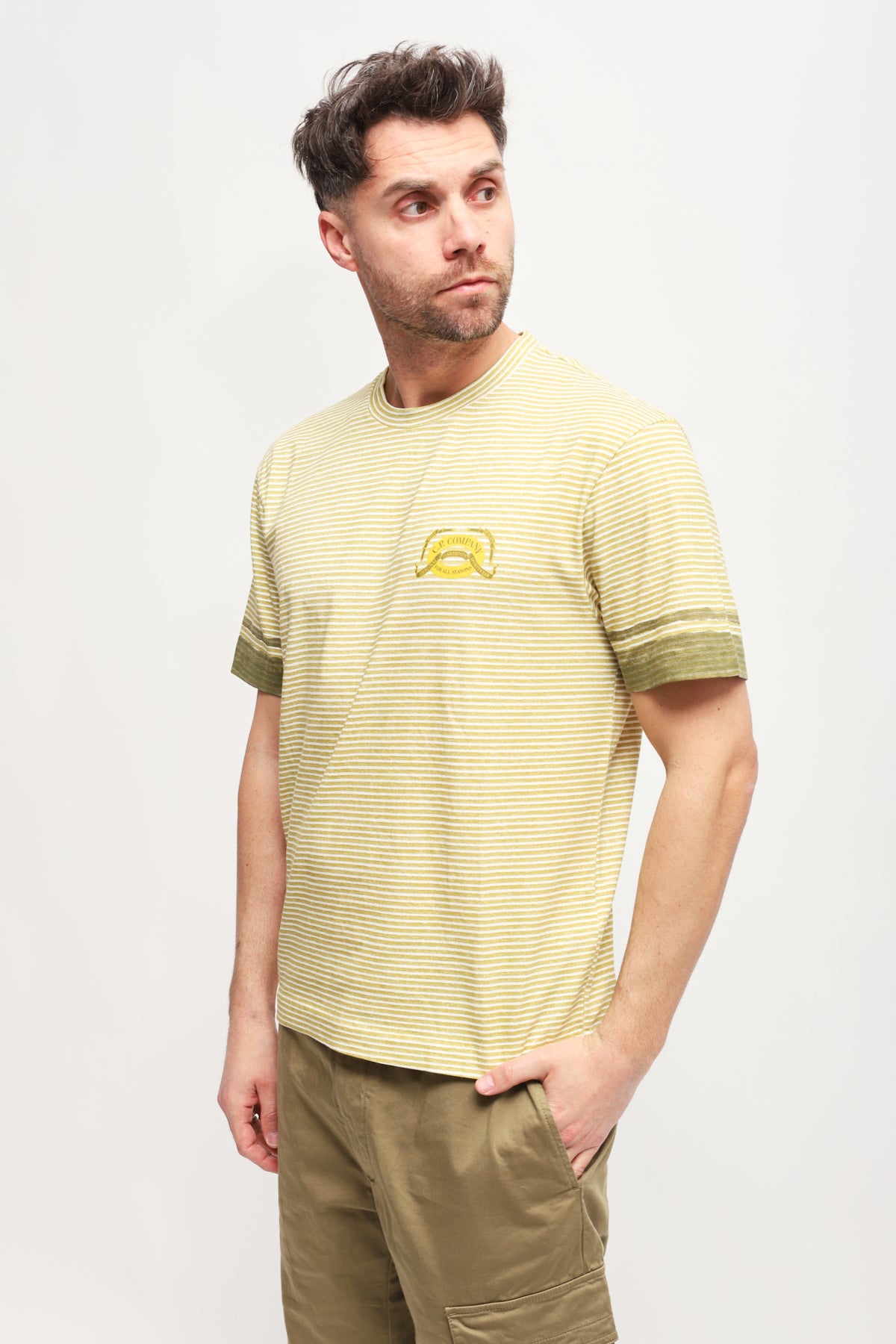 T-shirt a righe Jersey 20/1 Giallo