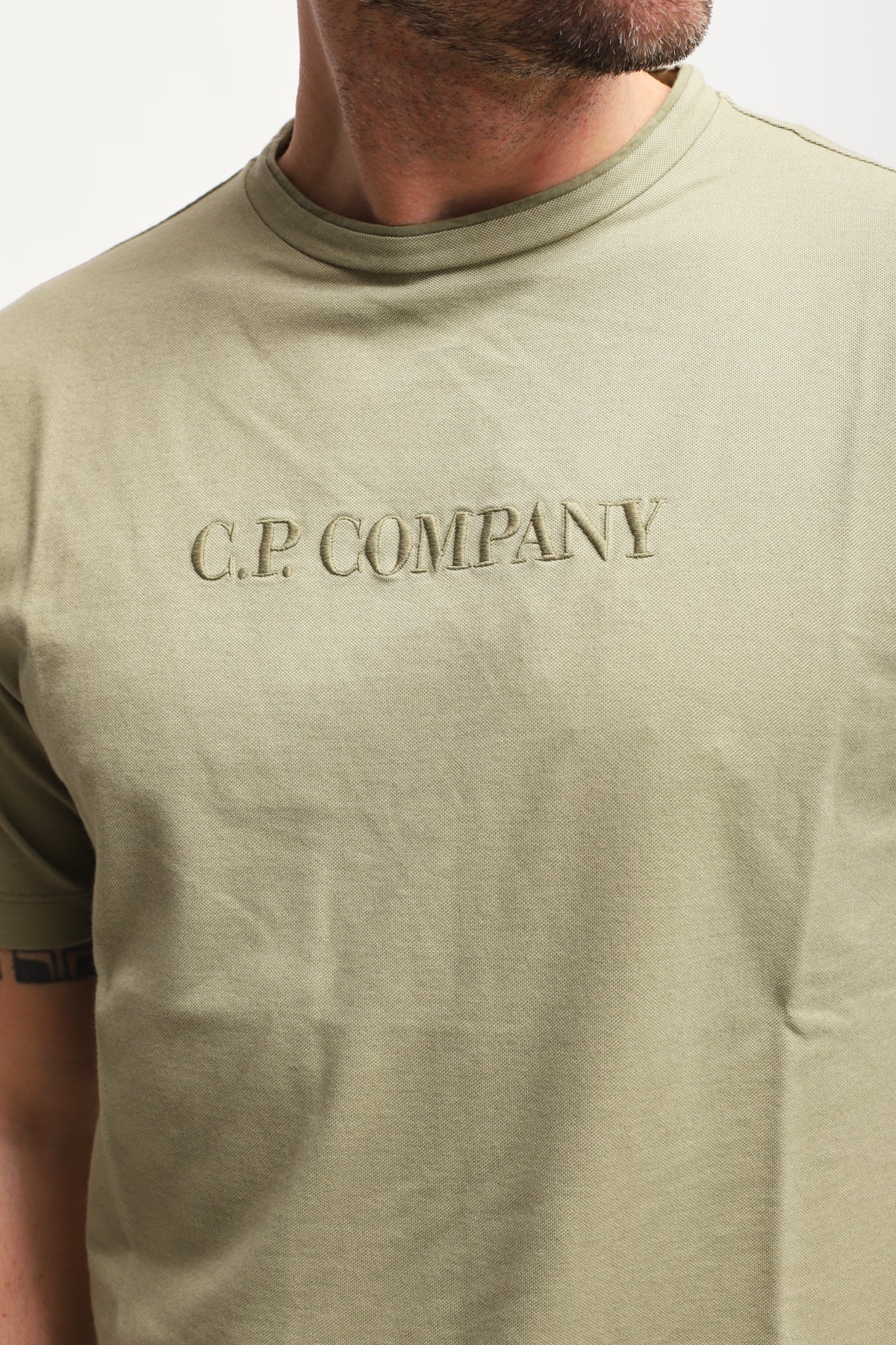 T-shirt con Logo Ricamato Verde
