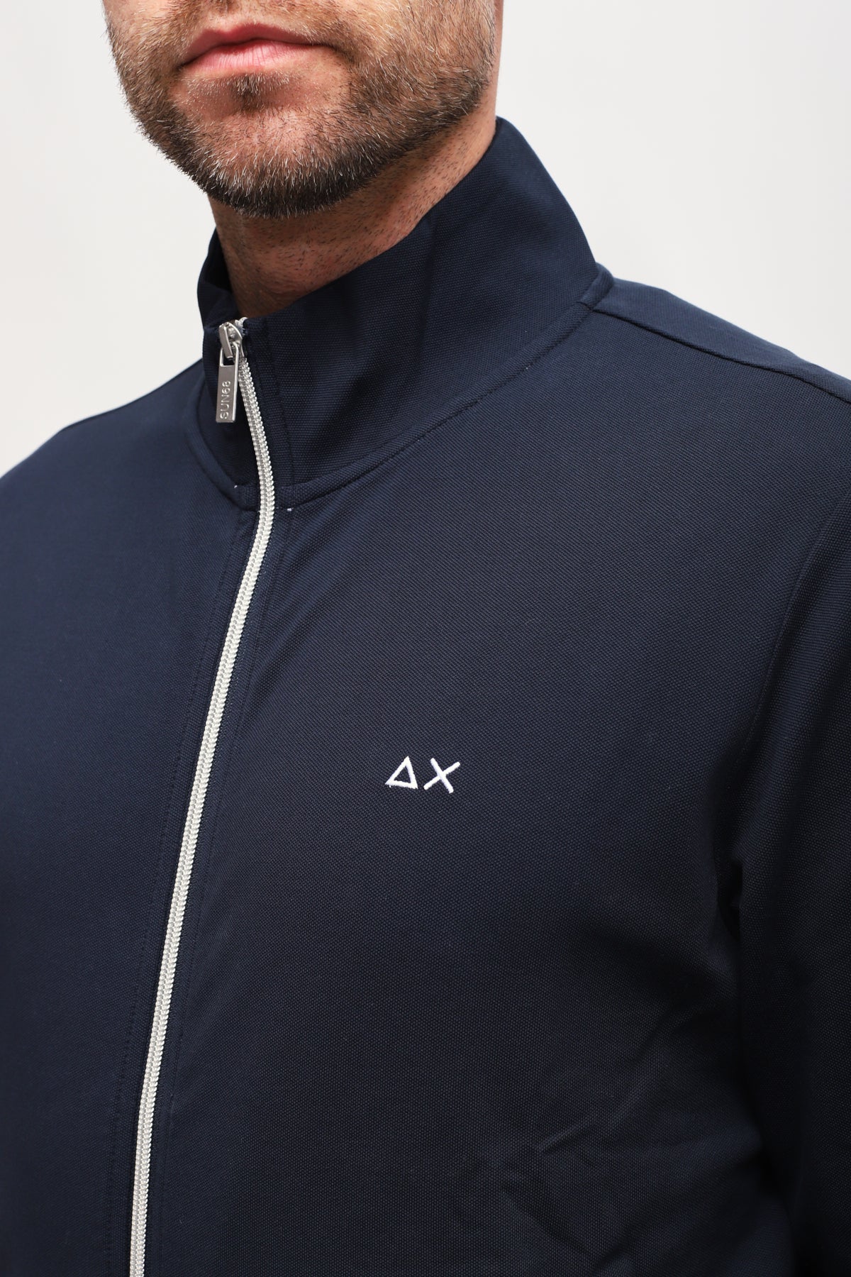 Felpa con Zip Blu Navy