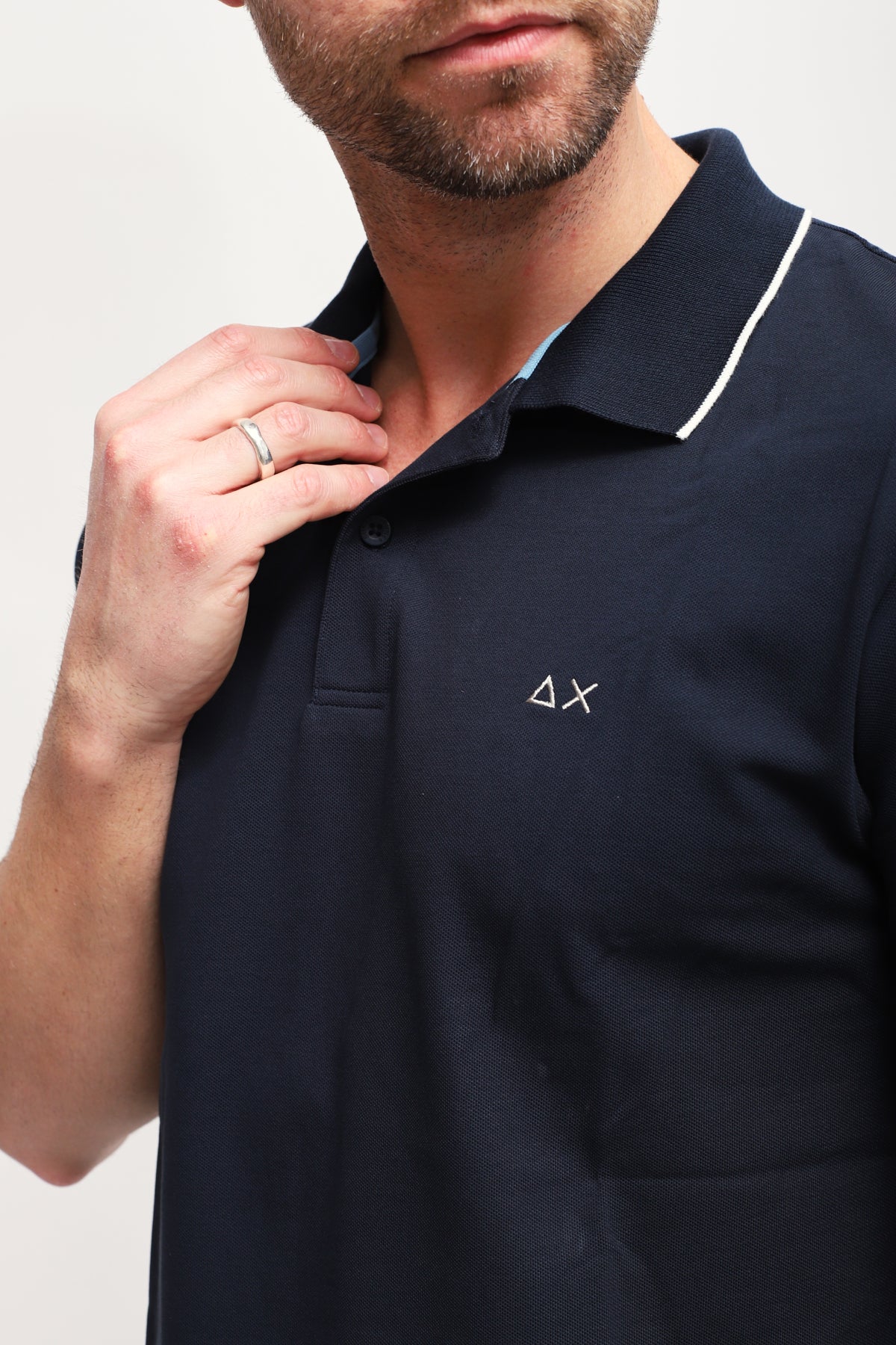 Polo con Ricamo Blu Navy