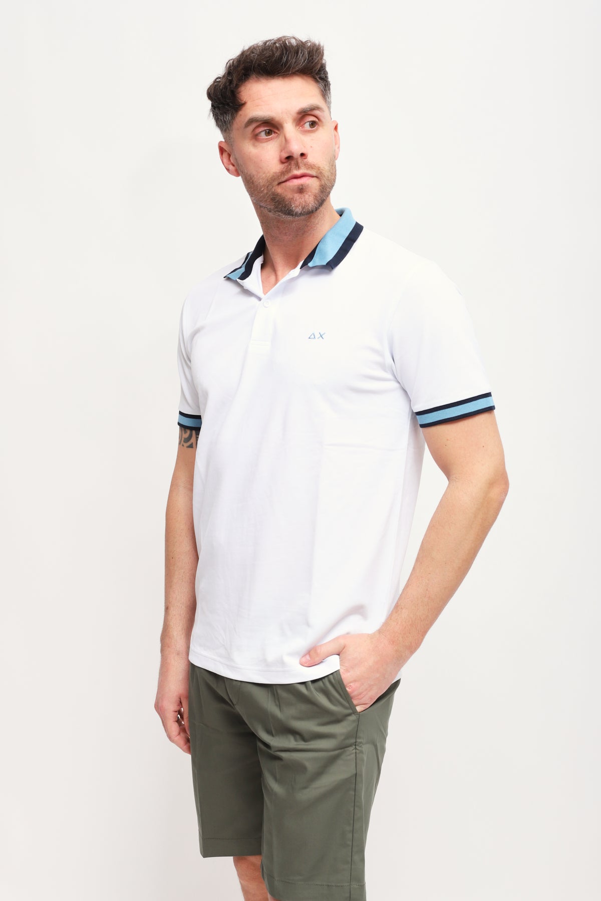 SUN68 Polo Big Stripes Bianco