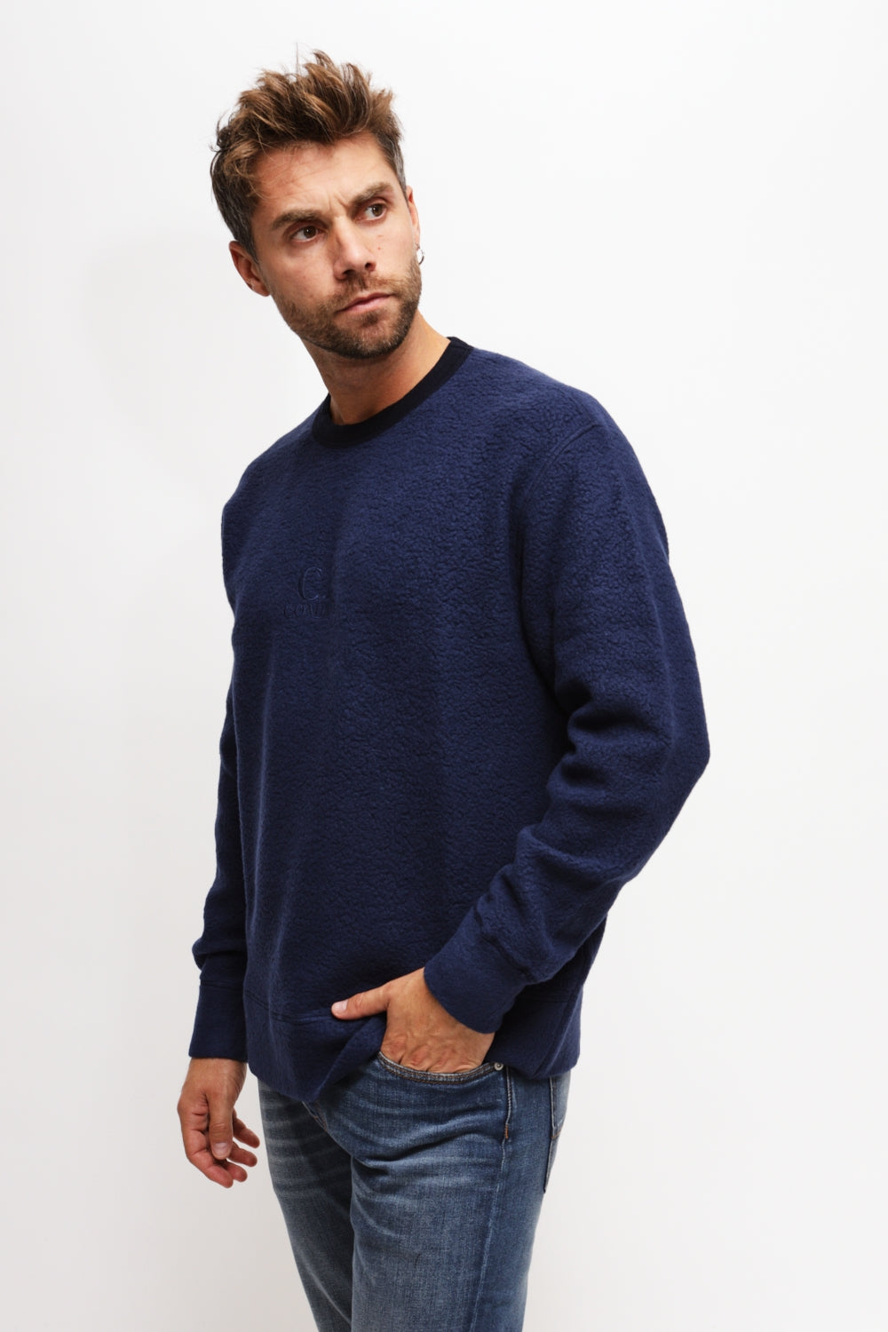 Felpa Girocollo Wool Polar Fleece Blu