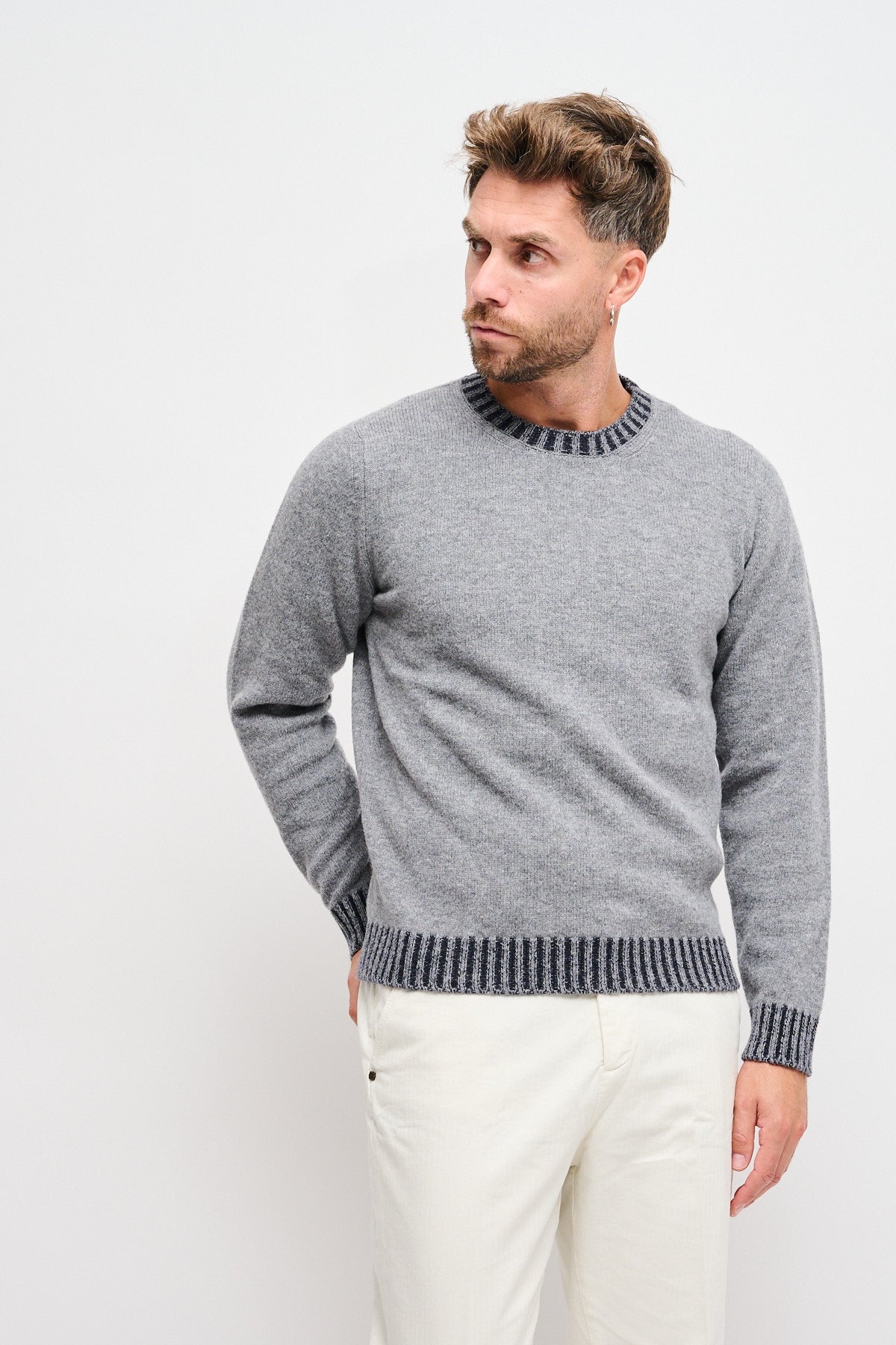 Girocollo 100% lana vergine Grigio