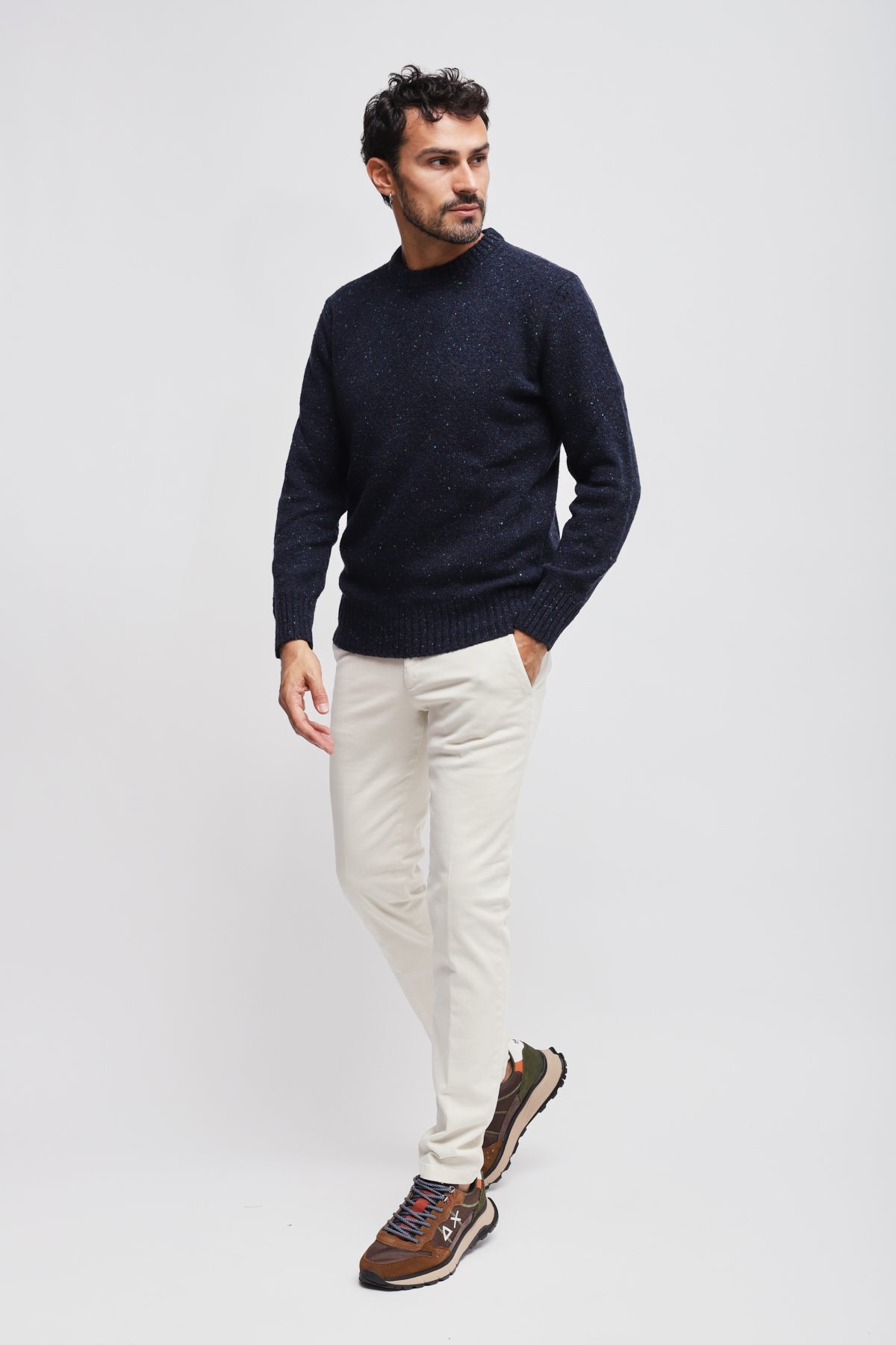 Girocollo Moulinè Blu