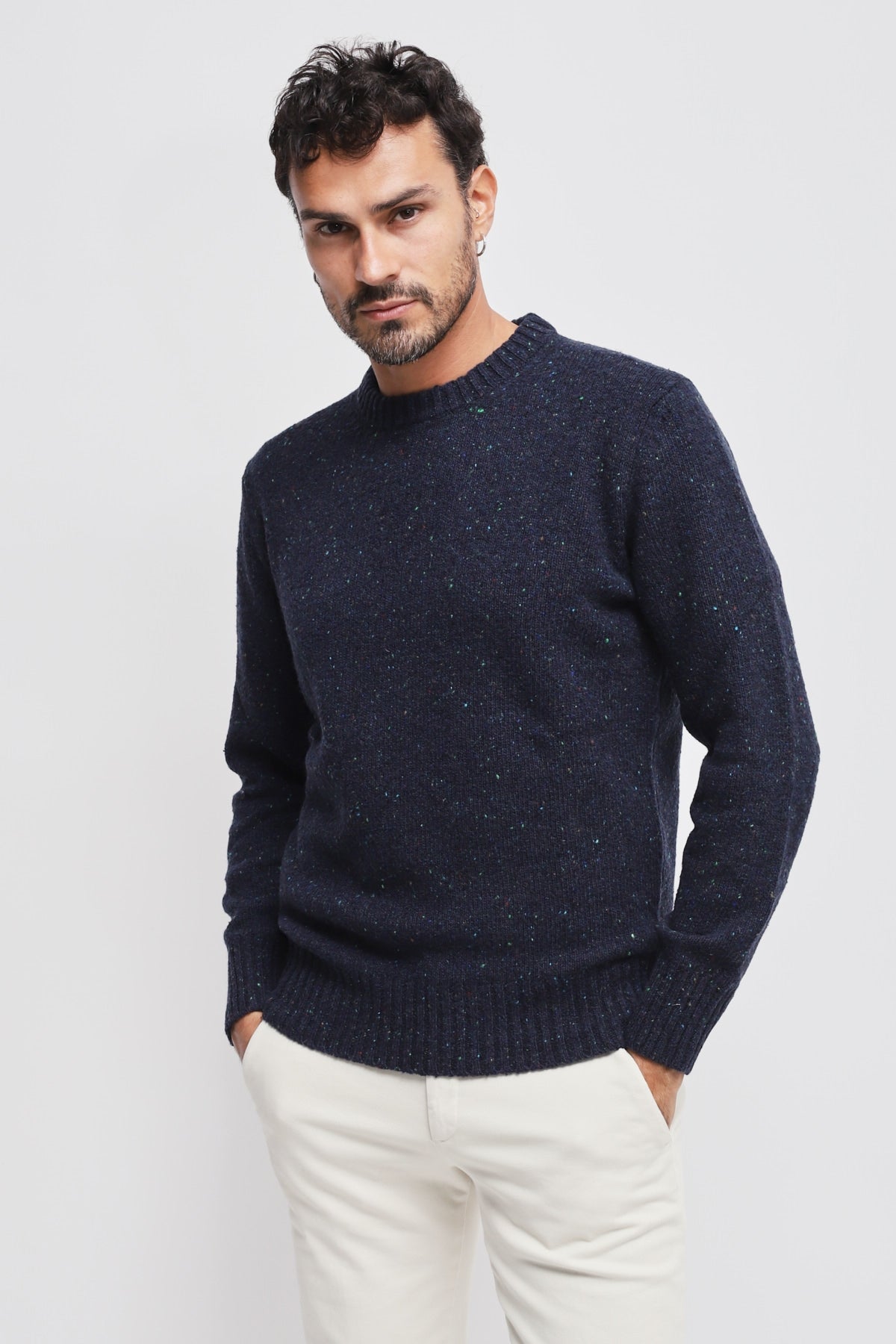 Girocollo Moulinè Blu