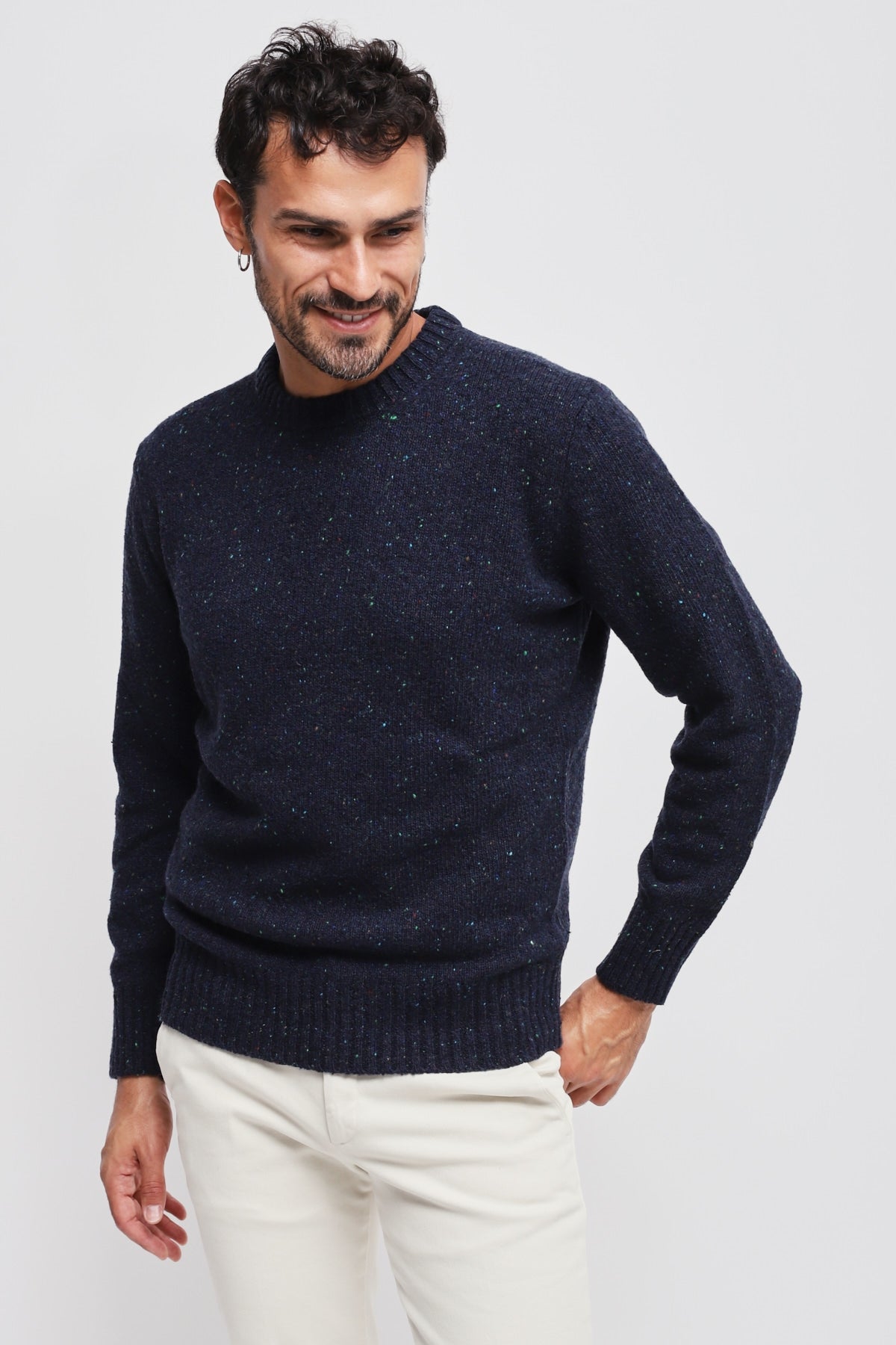 Girocollo Moulinè Blu