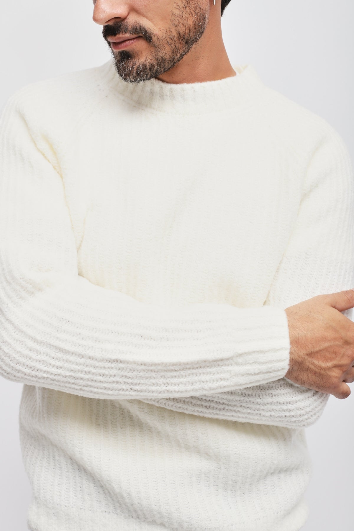 Girocollo misto lana Bianco