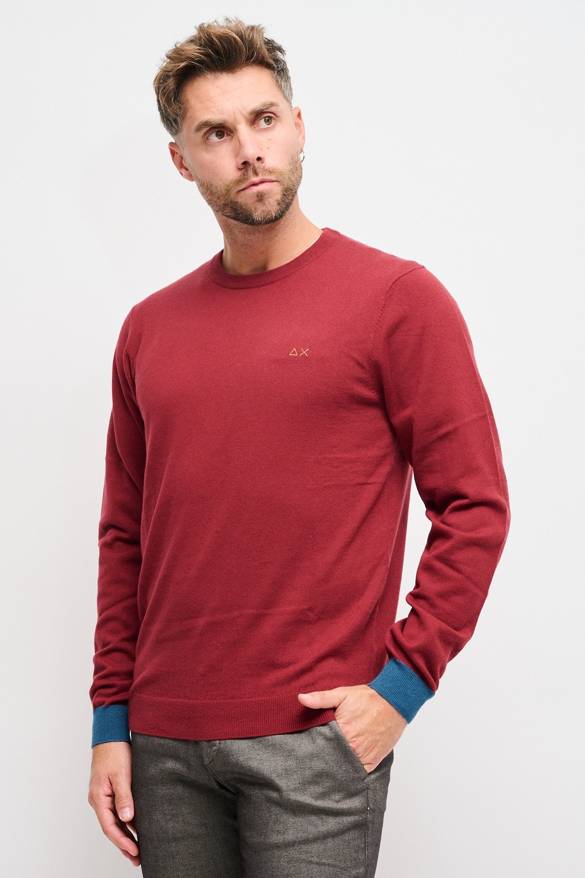 Girocollo con patch Rosso