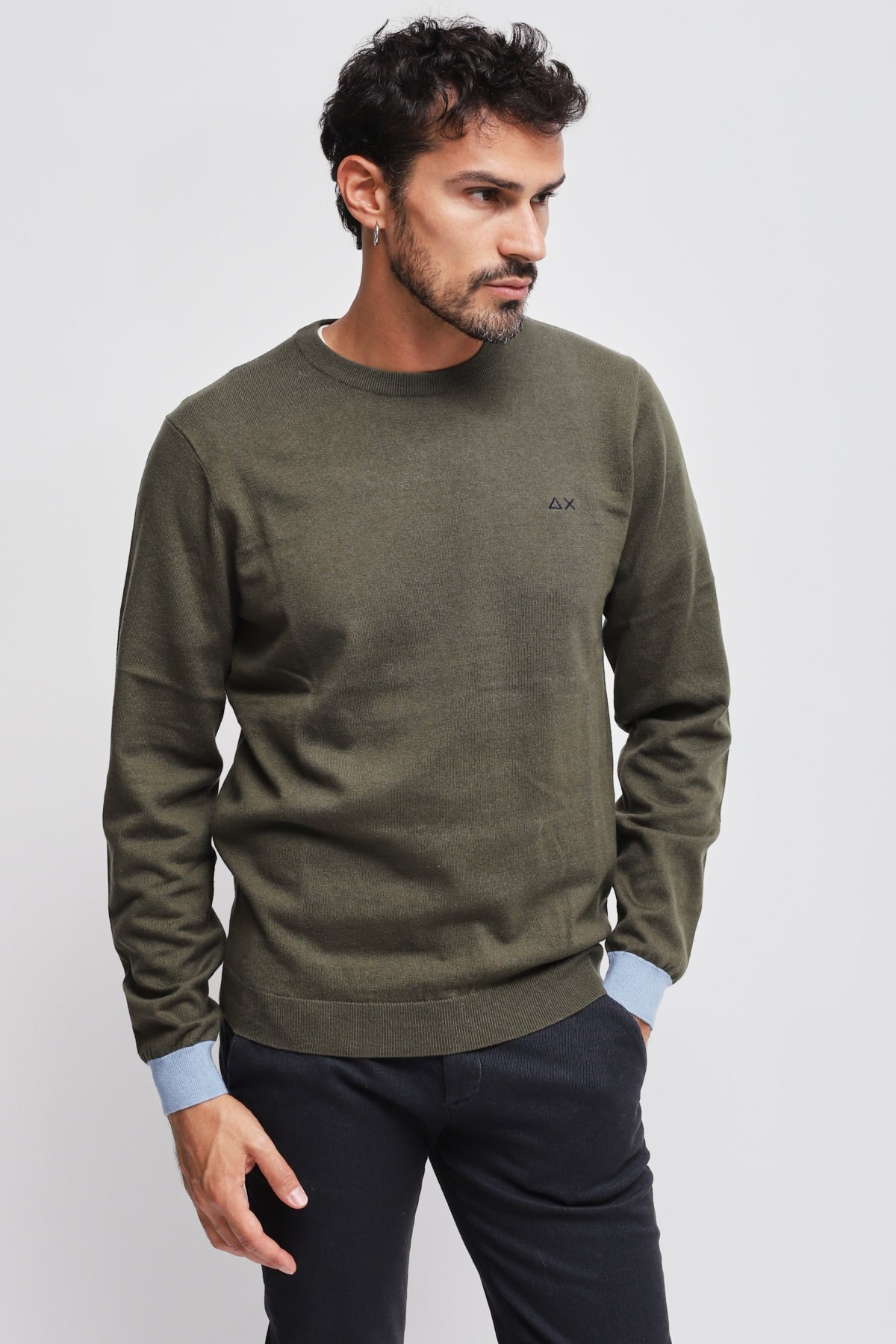 Girocollo con patch Verde