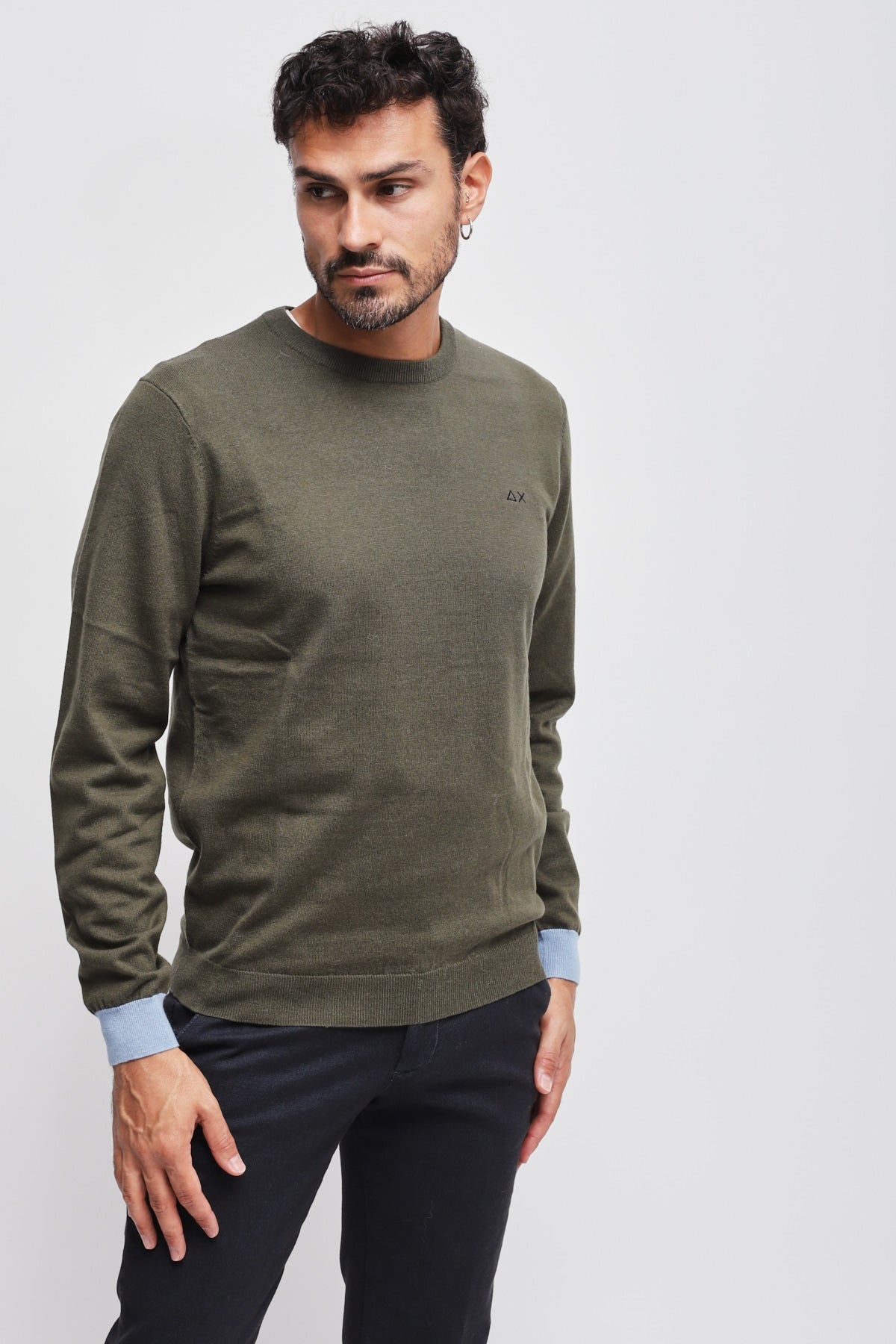 Girocollo con patch Verde