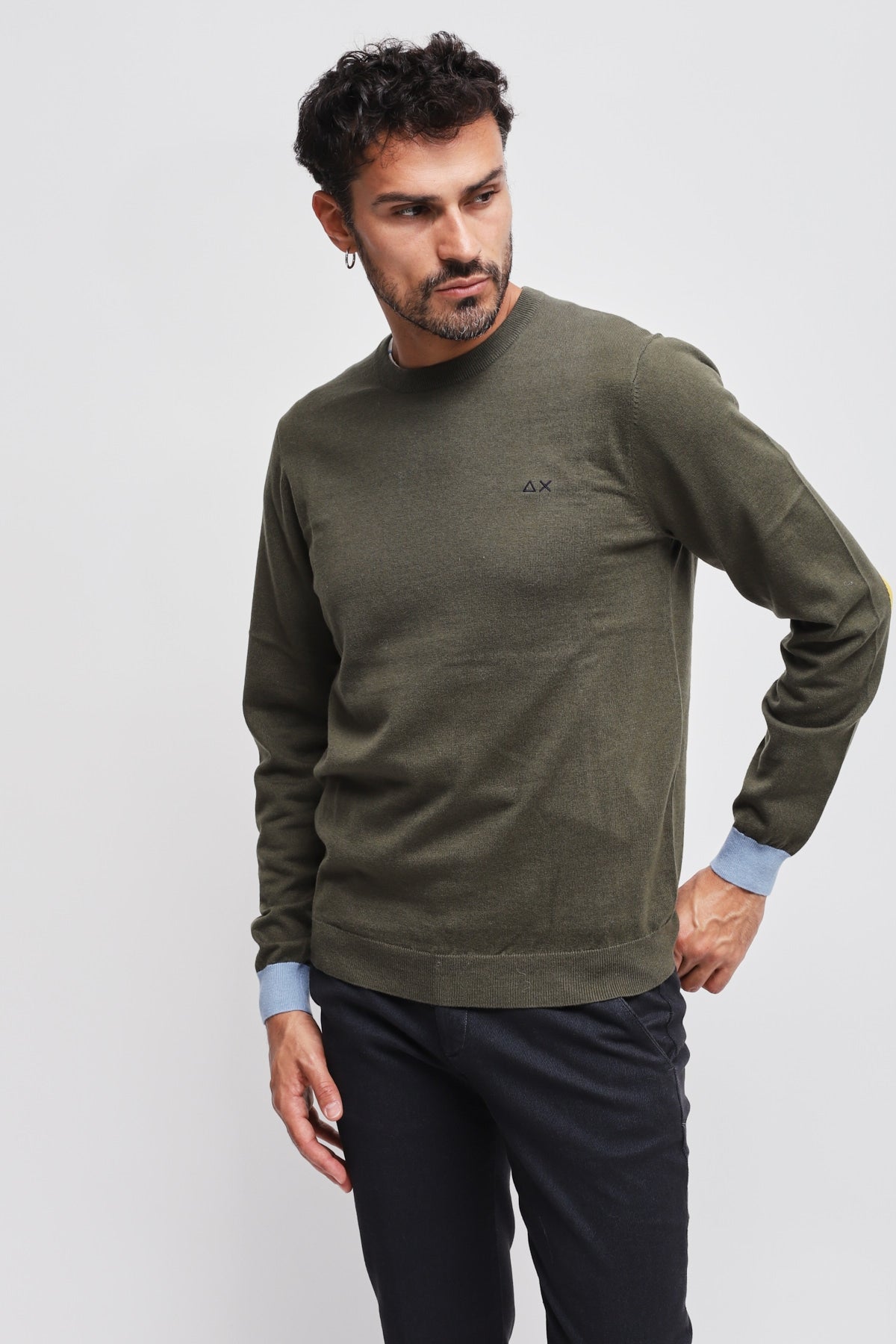 Girocollo con patch Verde