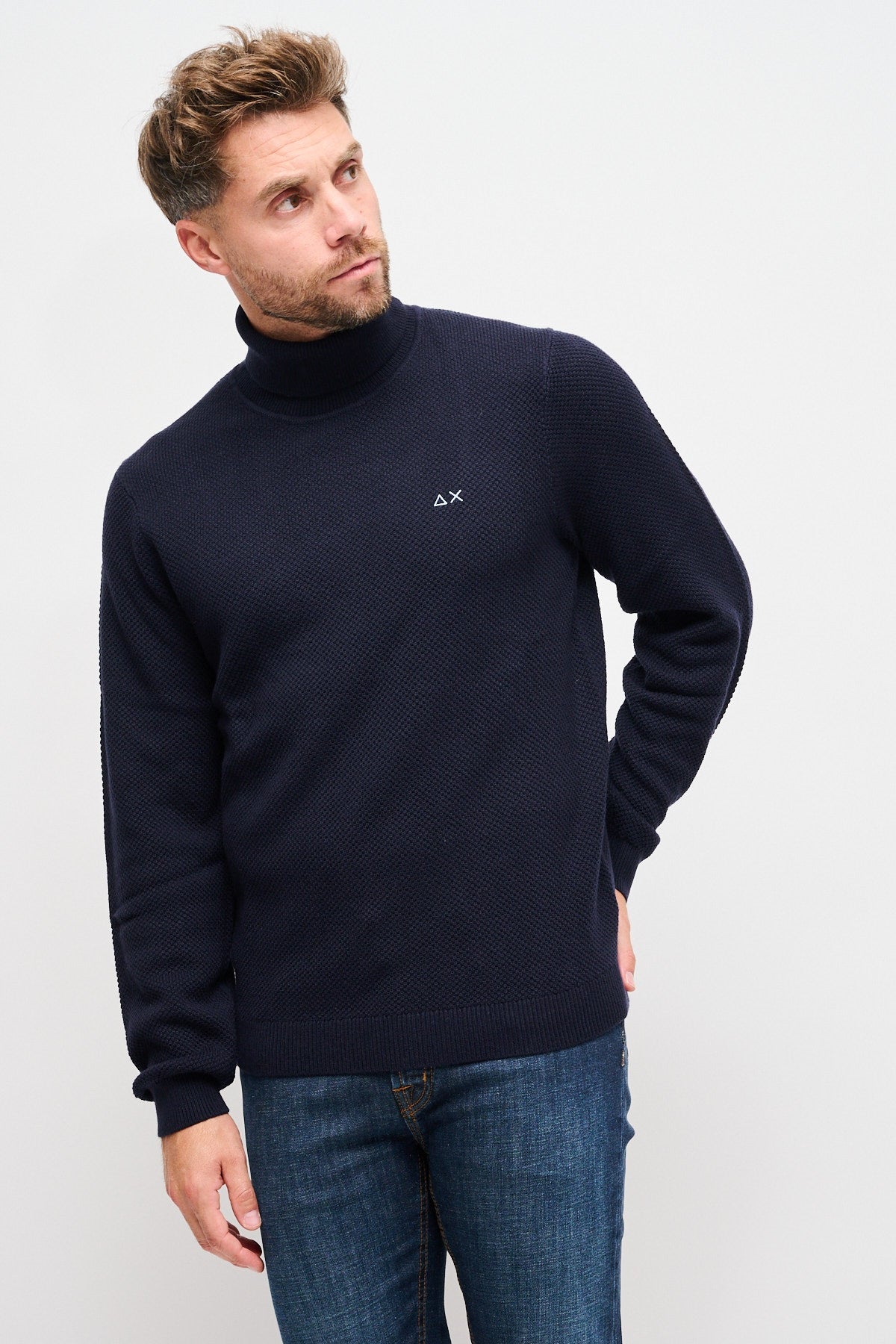 Dolcevita in lana e cotone Blu