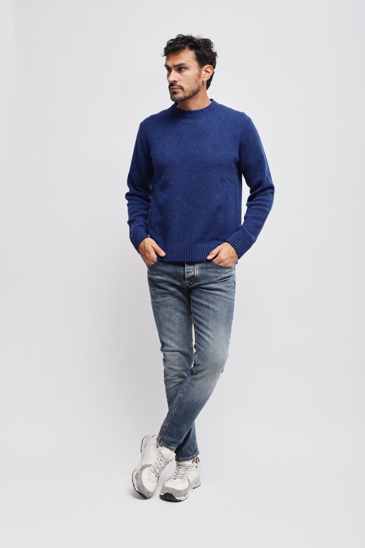 Girocollo 100% lana vergine Blu