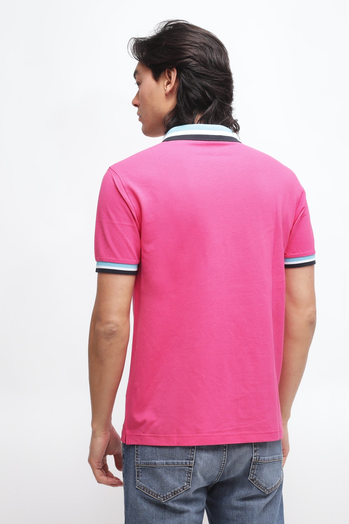 Polo Collar Multistripes Rosa