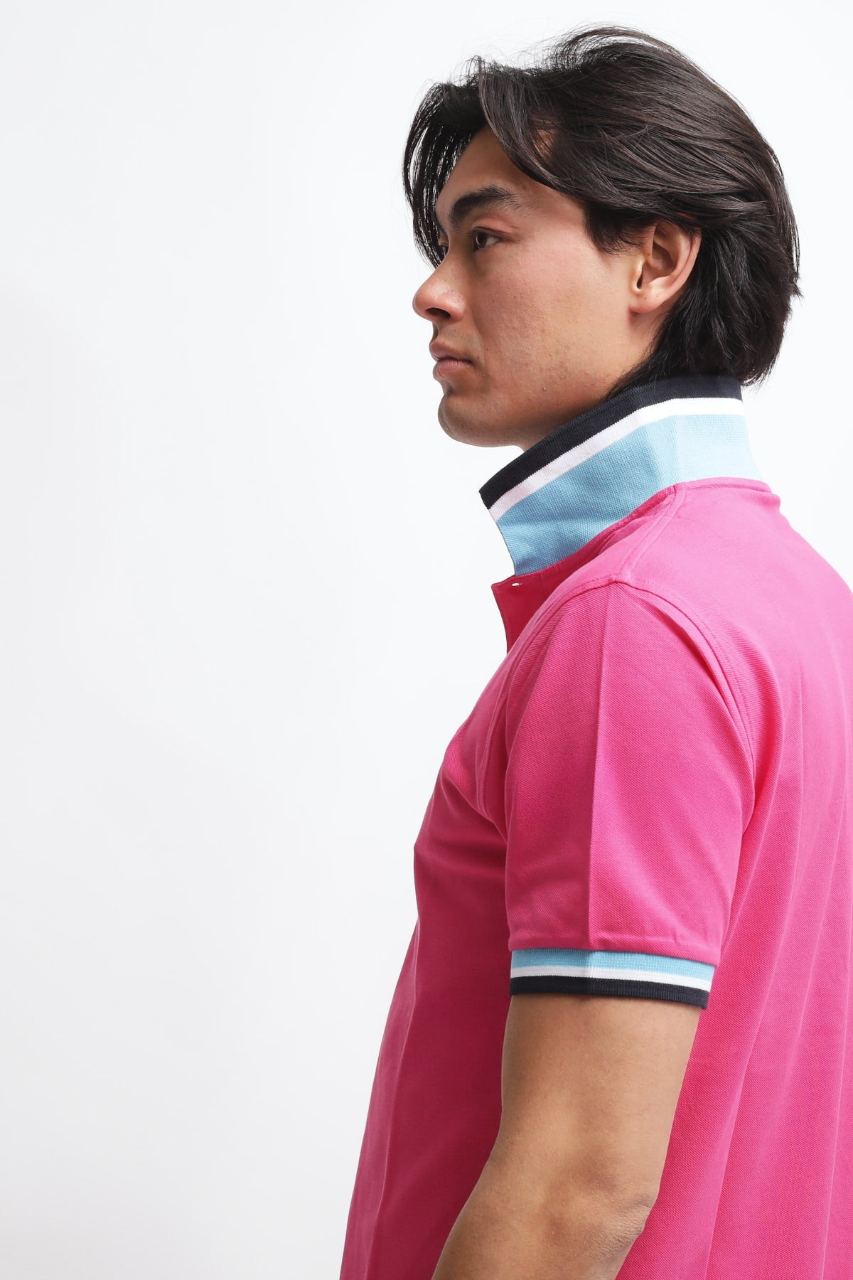 Polo Collar Multistripes Rosa