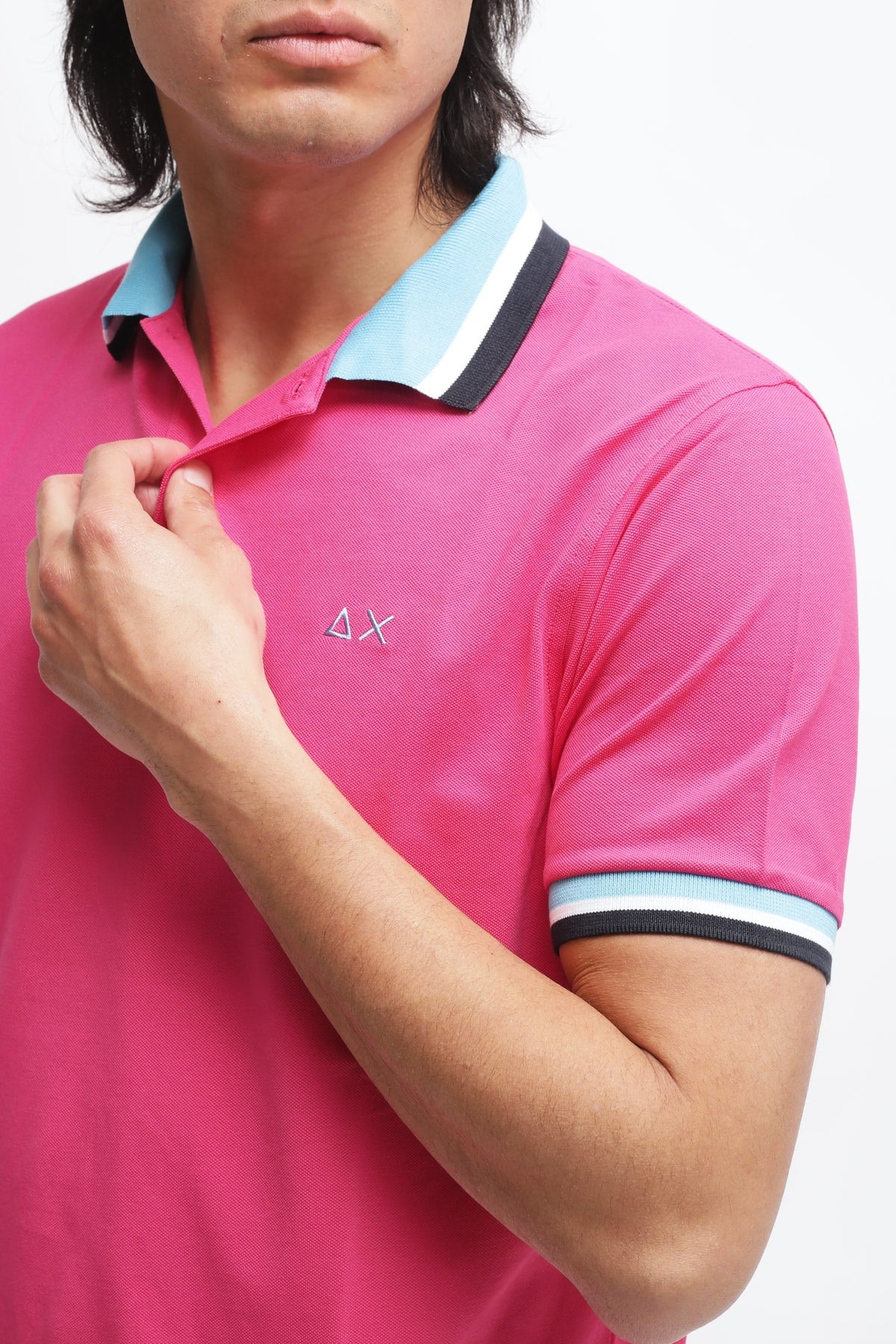 Polo Collar Multistripes Rosa