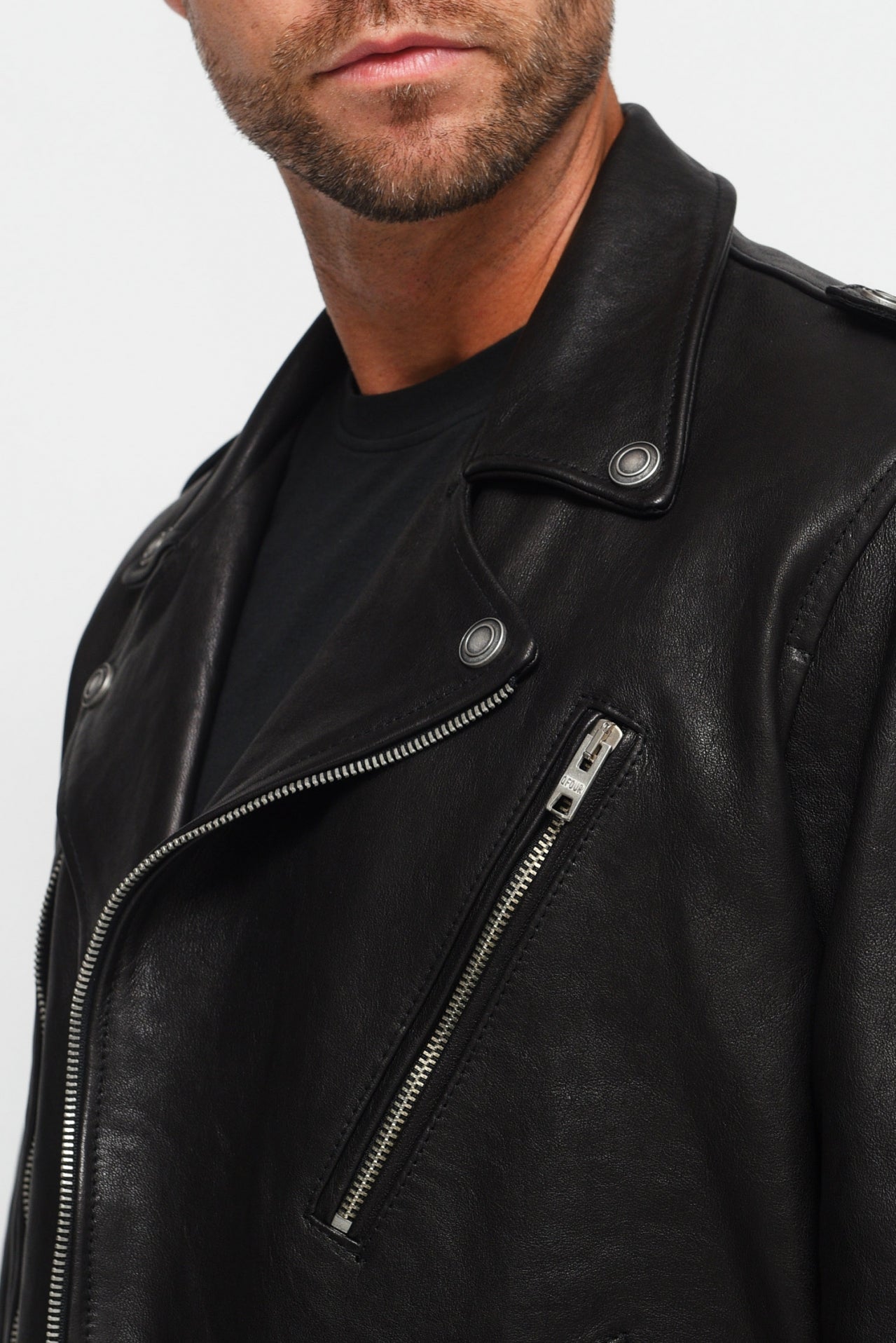 Giubbino in pelle Nero