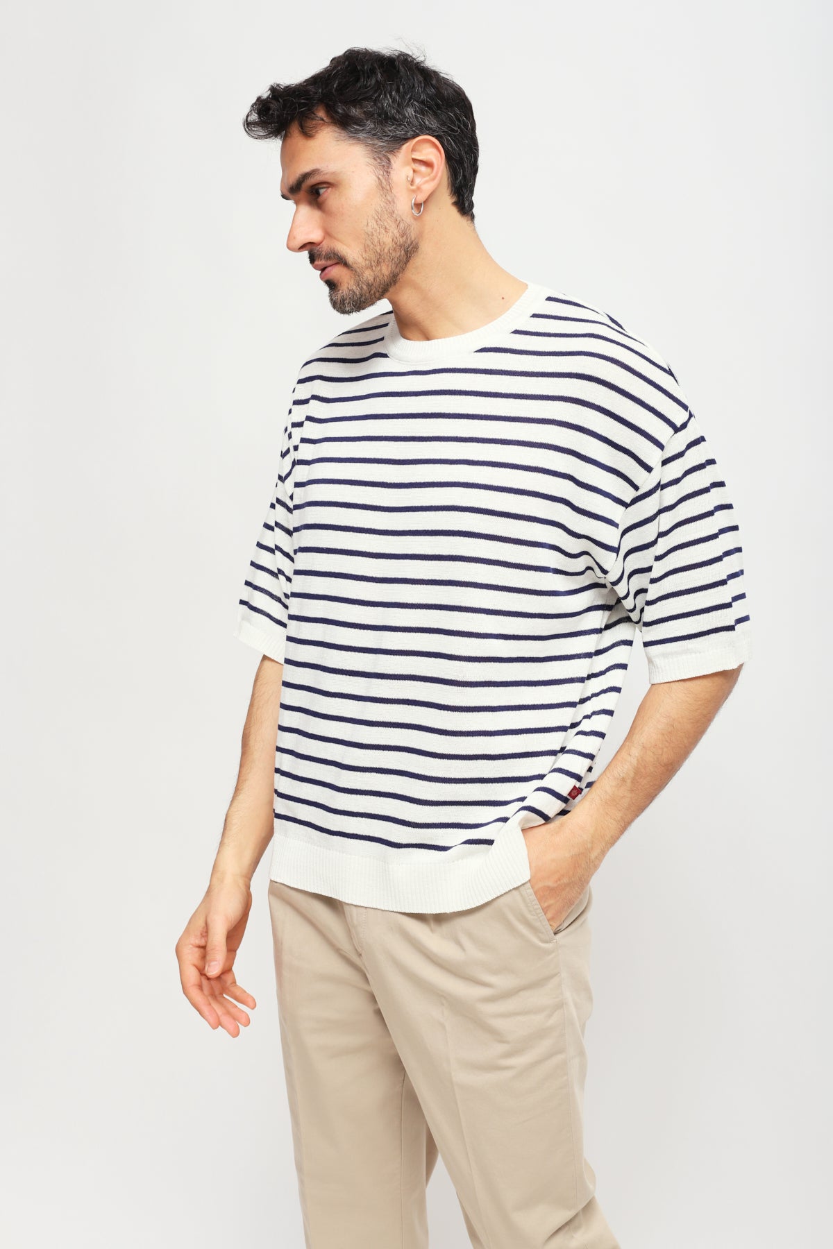 T-shirt a righe Bianco e Blu