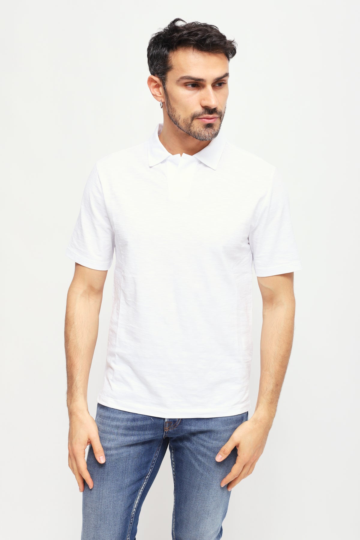 Polo senza bottoni Bianco