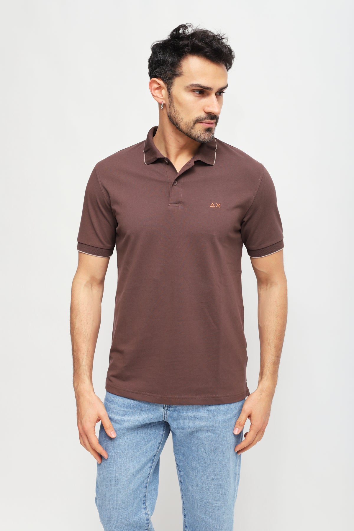 Polo con Ricamo Marrone