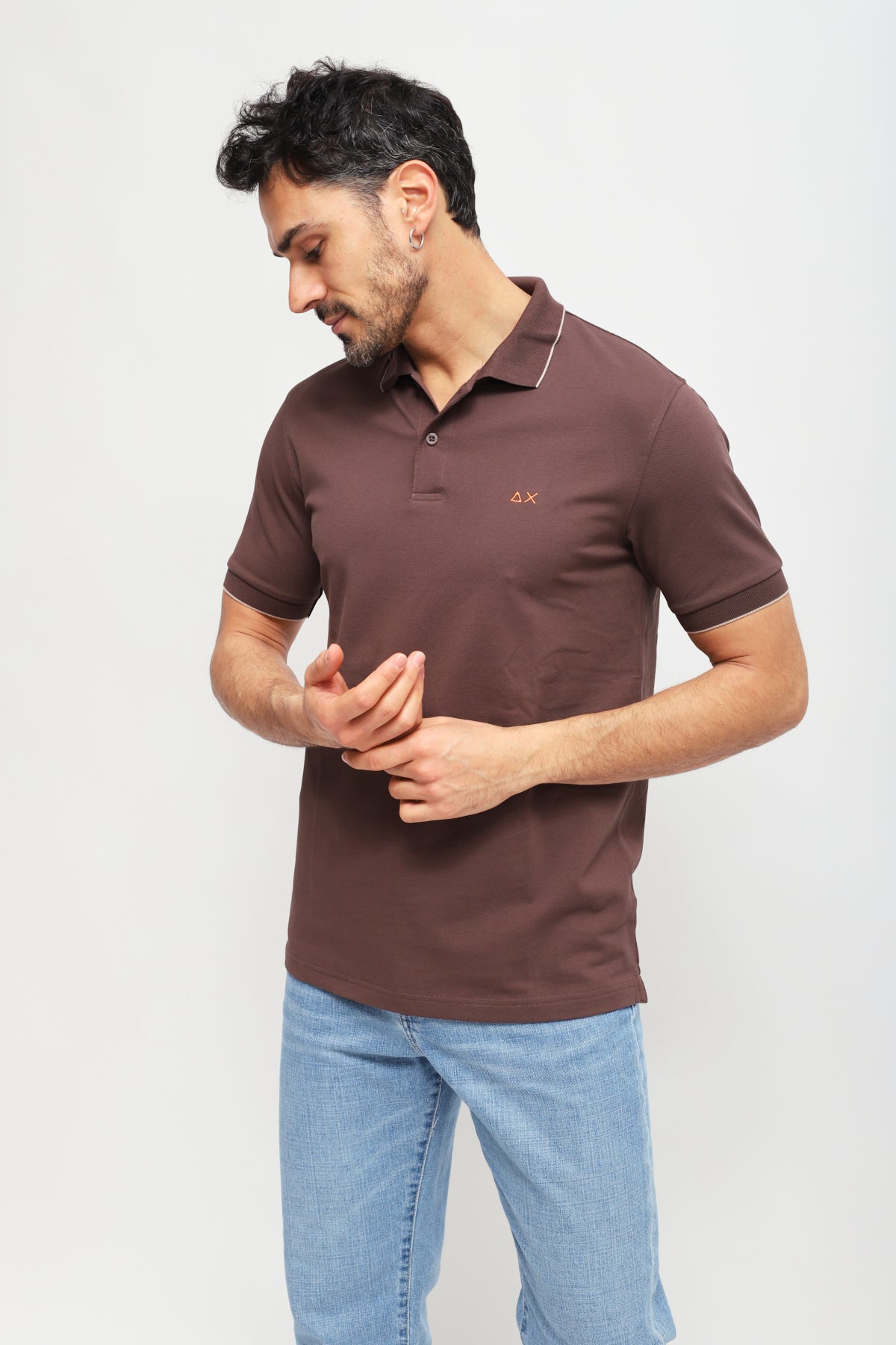 Polo con Ricamo Marrone