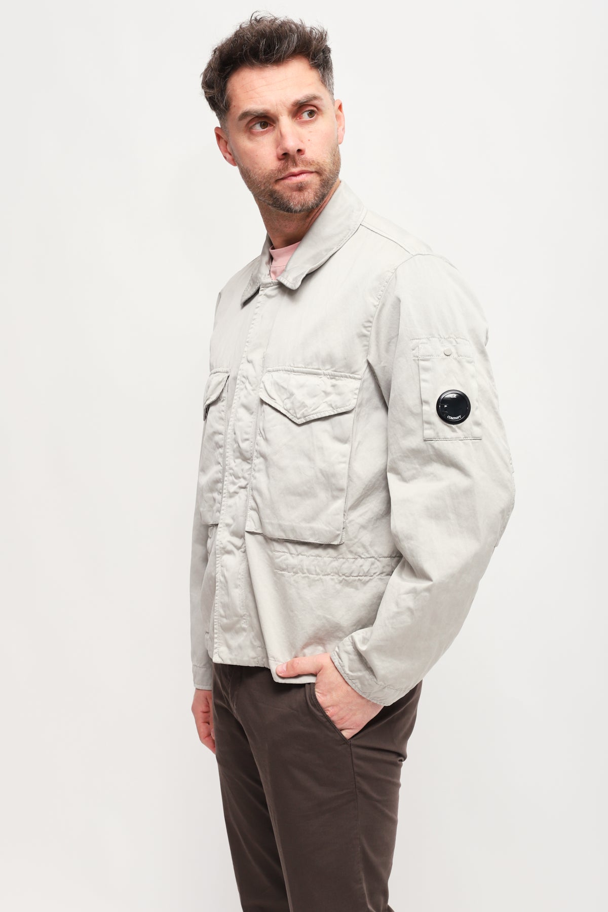 Giacca Camicia Grigio Chiaro