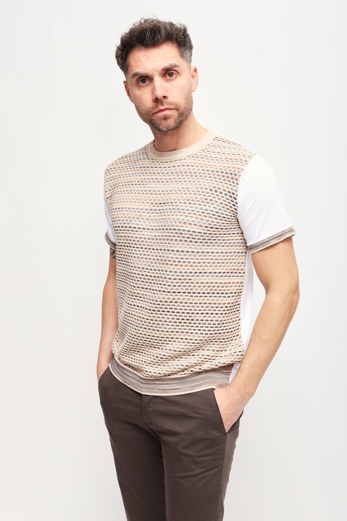 Girocollo Text Beige