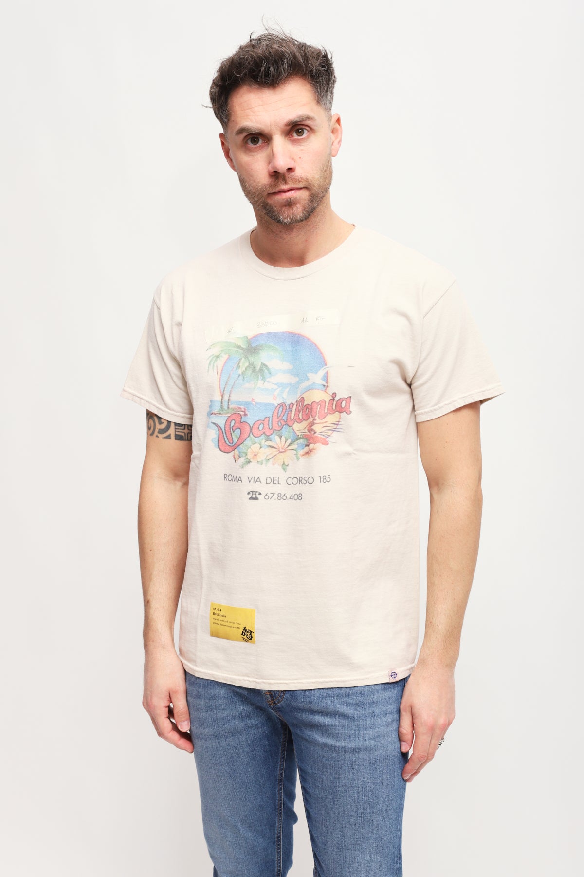 T-shirt con stampa Beige