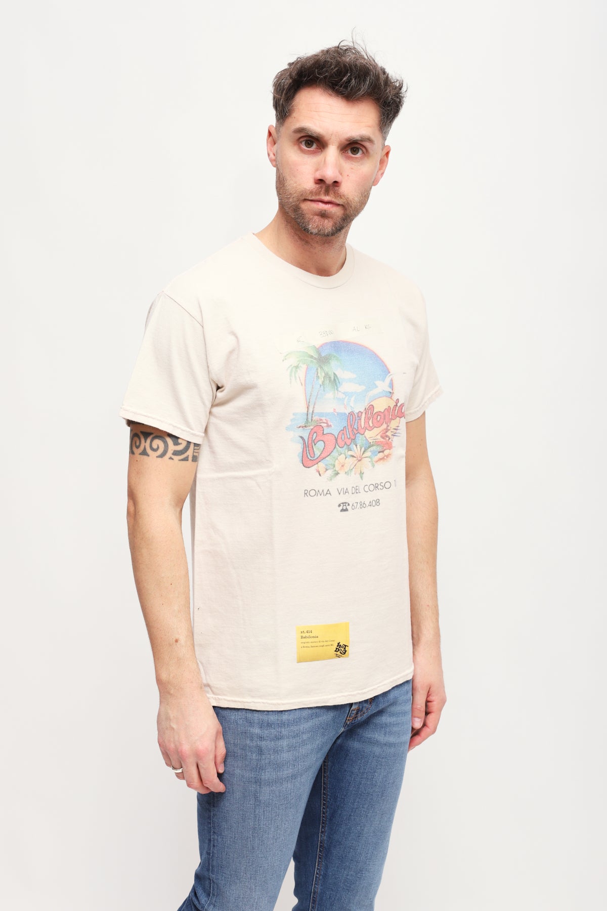T-shirt con stampa Beige