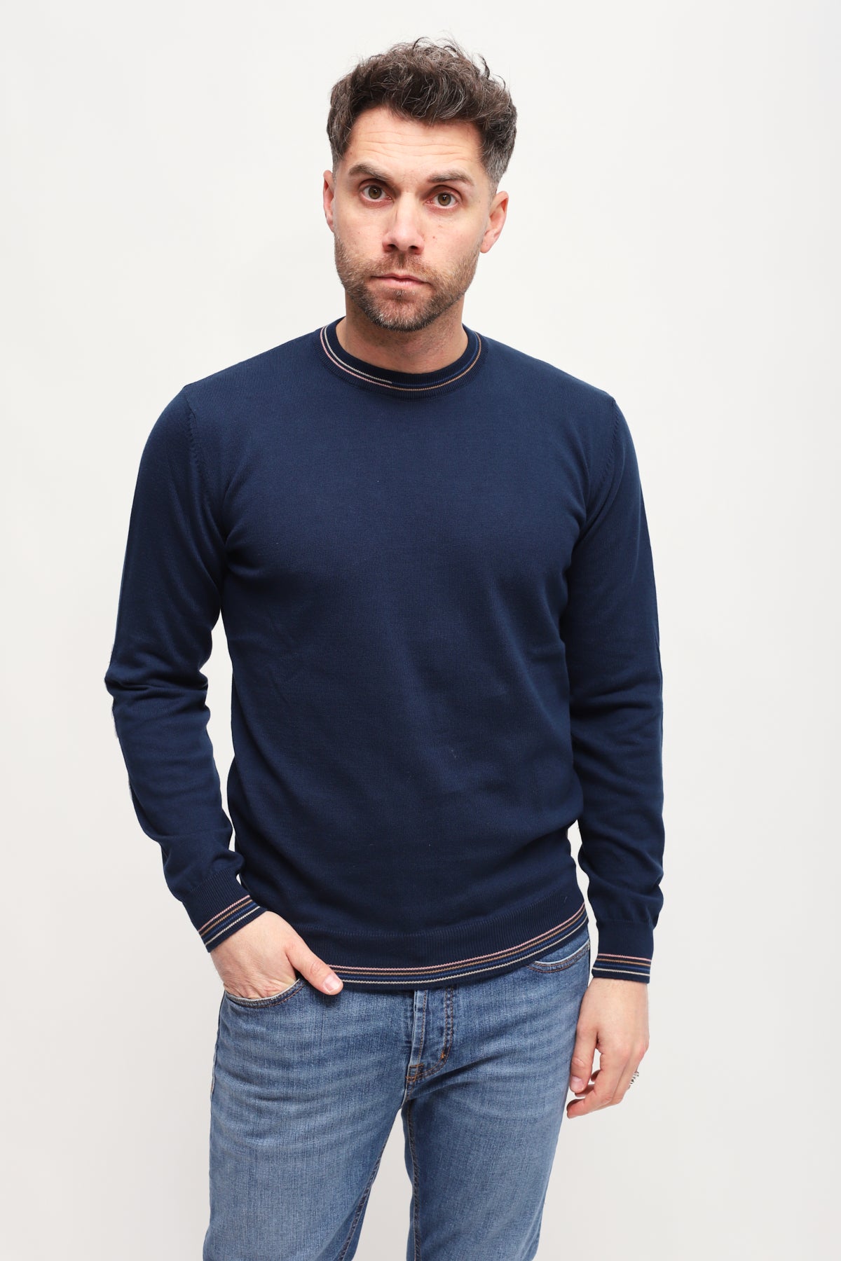 Girocollo con patch Blu